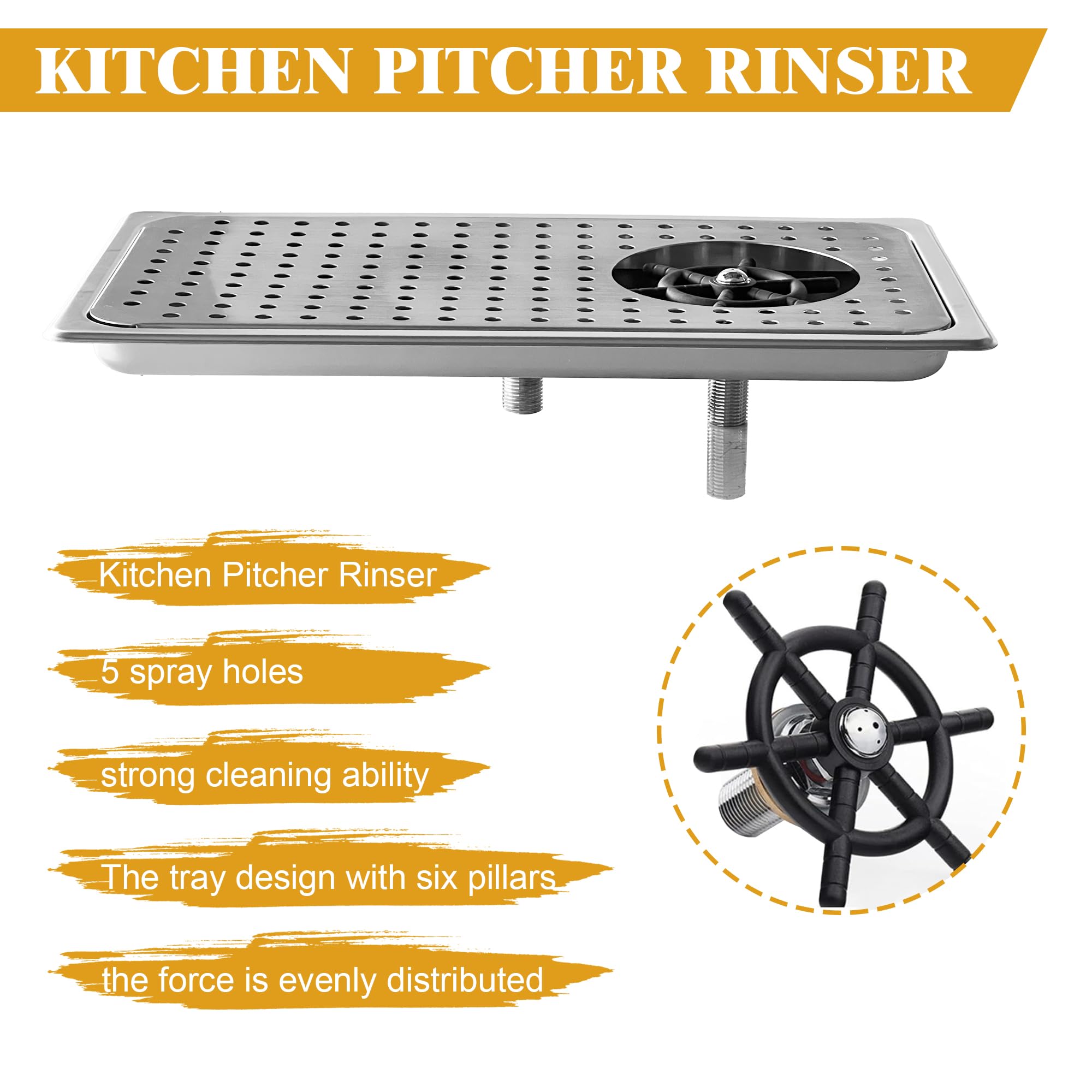 AIWFL Automatic Glass Rinser - High Pressure Stainless Steel Cup Washer for Home, Bar & Commercial Use | Perfect for Kitchen, Coffee Shop & Dishwashing Stations