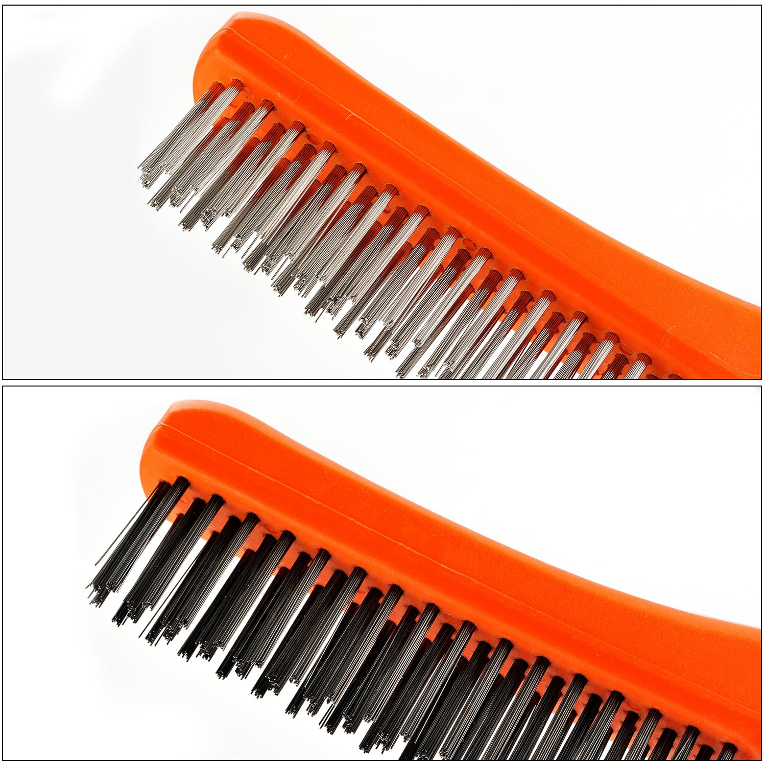 Heavy Duty Wire Brush Set - 2 Pack Carbon Steel & Stainless Steel Rust Cleaning Brushes with 10