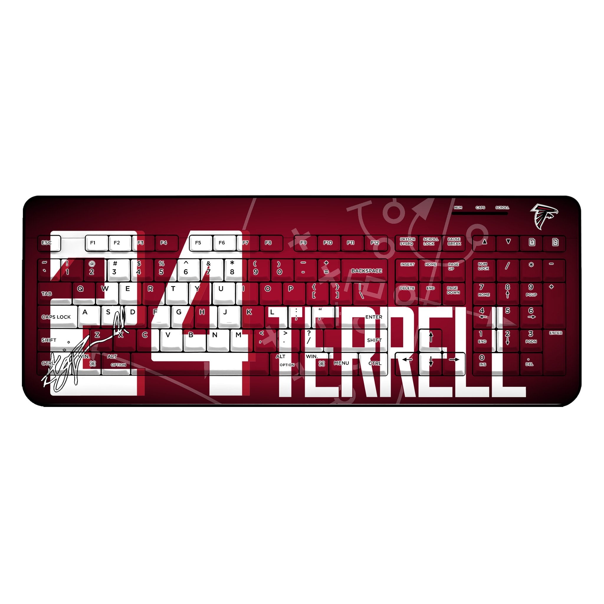 A.J. Terrell Atlanta Falcons 24 Ready Wireless USB Keyboard - Ergonomic Gaming Keyboard for PC/Mac - Perfect for Football Fans & Esports Gaming