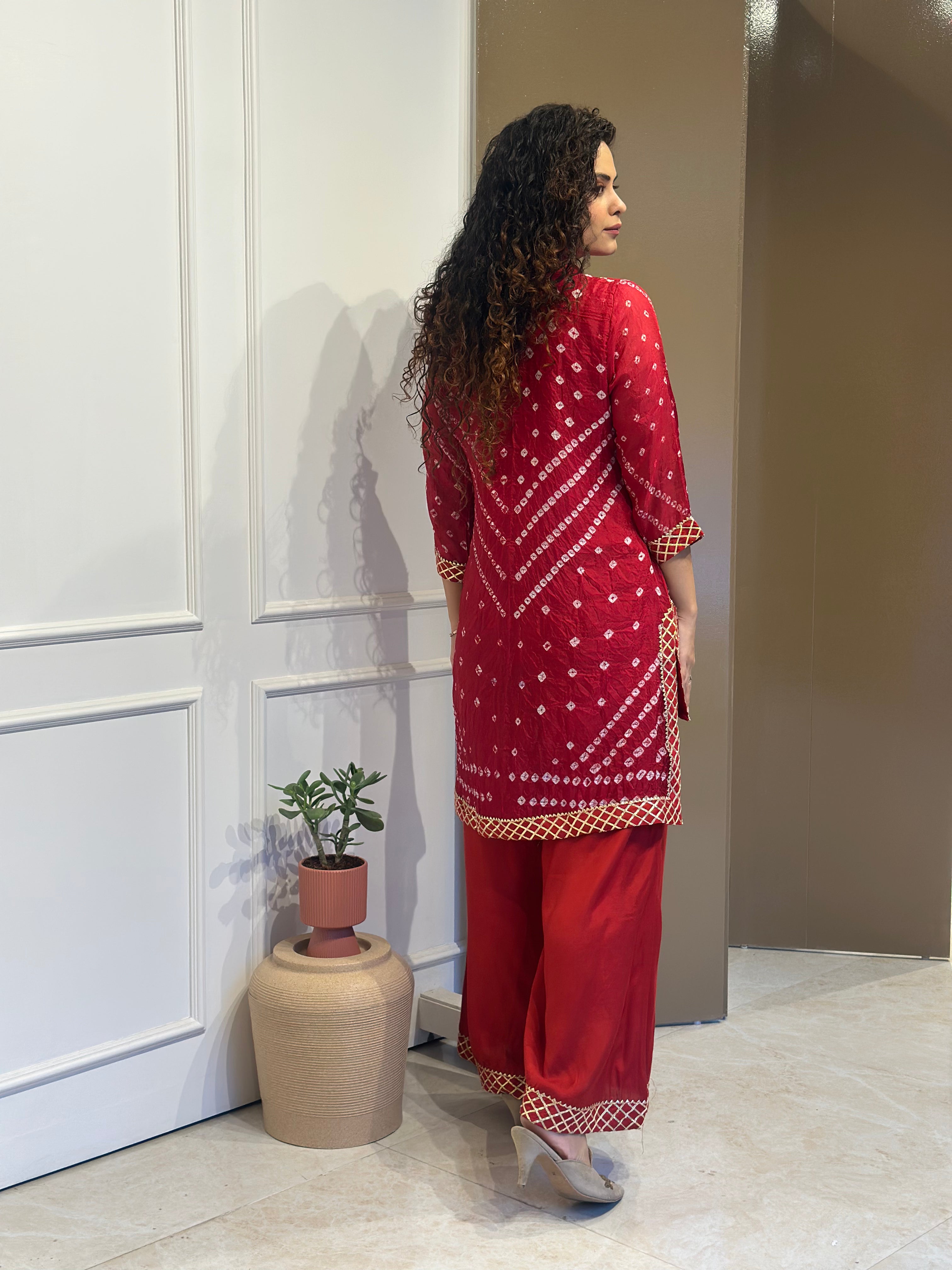 Gota Bandhej Co-Ord Set | Traditional Indian Embroidered Women's Outfit | Perfect for Festivals, Weddings & Ethnic Occasions
