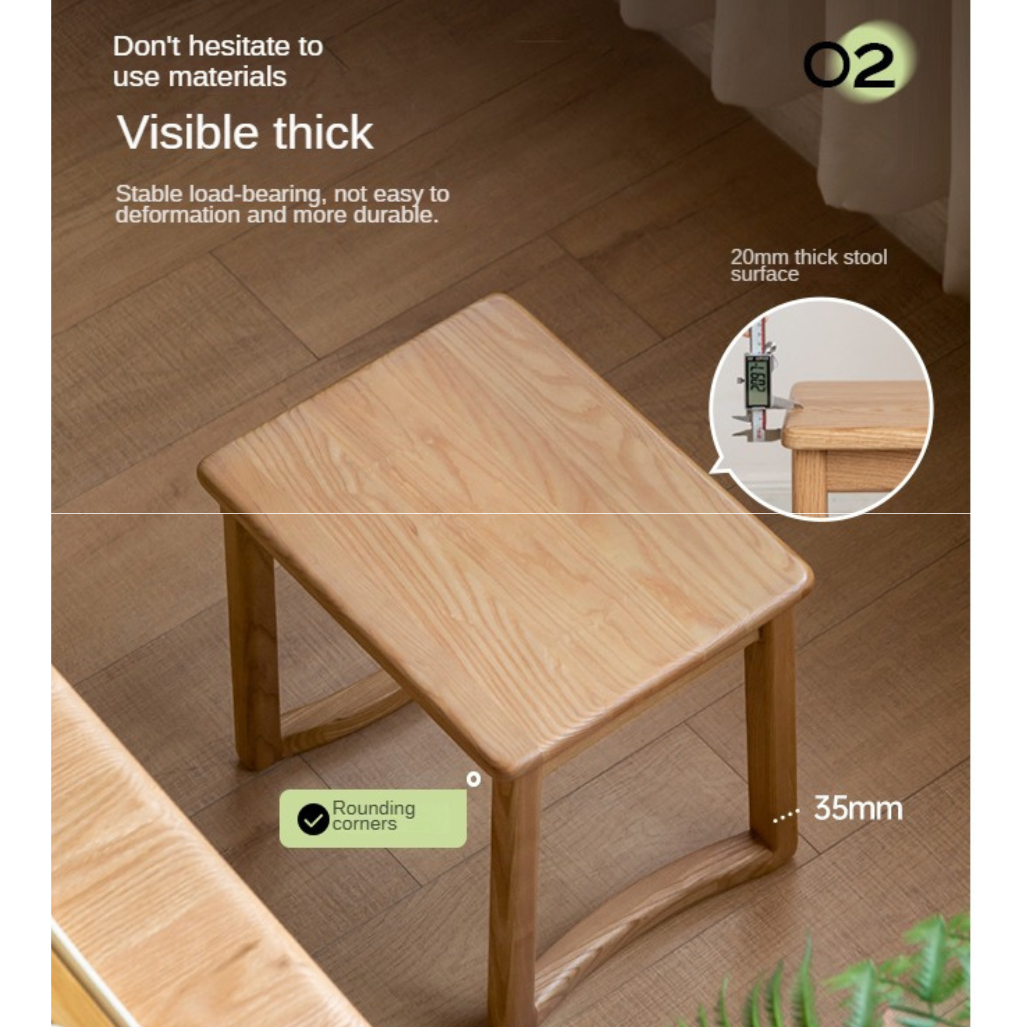 Premium Oak & Ash Solid Wood Tea Stool - Handcrafted Rustic Side Table for Living Room, Bedroom, or Balcony - Perfect for Tea Ceremonies, Reading Nook, or Decorative Accent