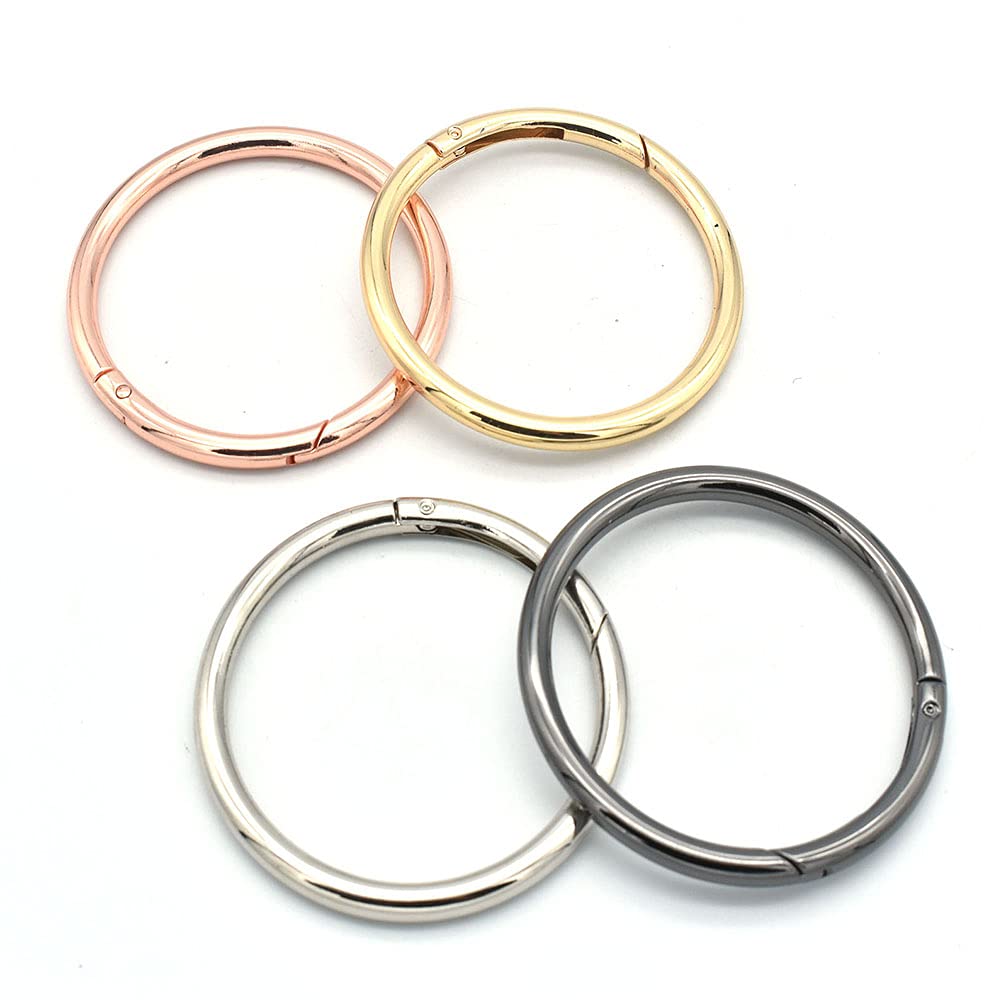 Rose Gold Metal Spring Snap Hook Rings (2pcs) - Durable Round Gate O Rings for Purses, Handbags, Wallets & DIY Crafts - Perfect for Bag Closures, Keychains & Jewelry Making