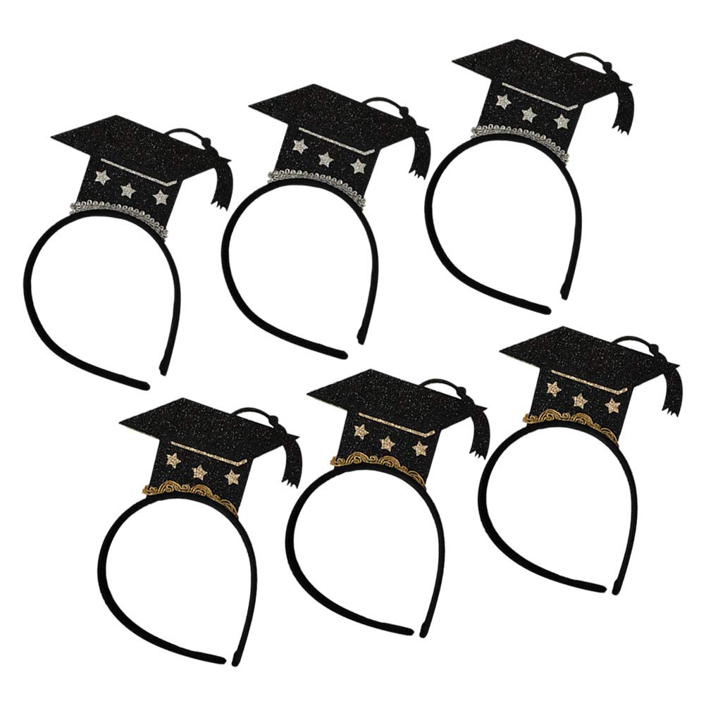 INOOMP 6-Piece Graduation Party Set - 2020 Grad Hair Bands, Cap Headbands & Photo Booth Props for Graduation Ceremony, Party Favors & European American Style Accessories - Perfect for Graduation Photos, Celebrations & School Events