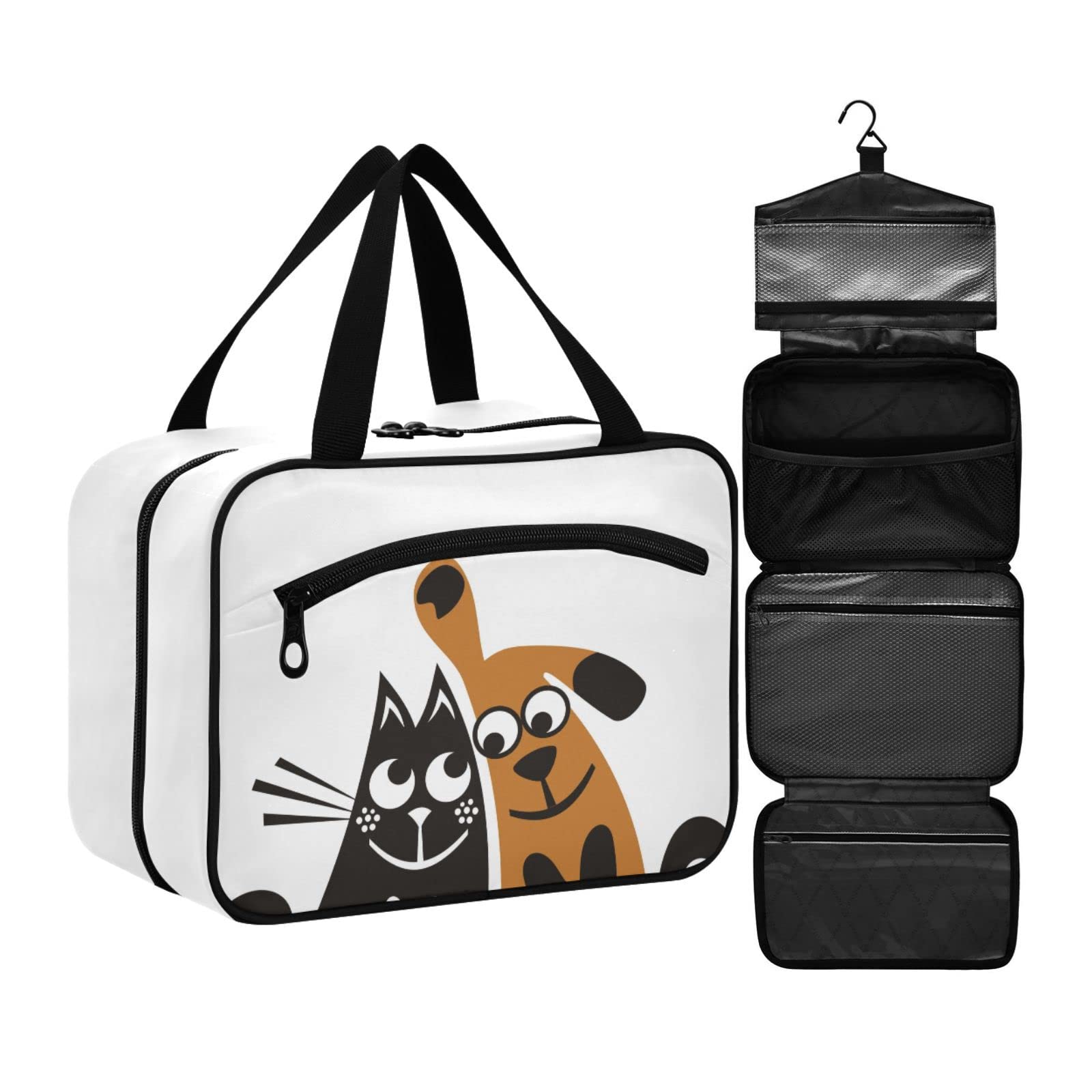 ZZKKO Travel Toiletry Bag for Women - Hanging Cosmetic Organizer for Pets Lovers, Perfect for Vacation & Camping