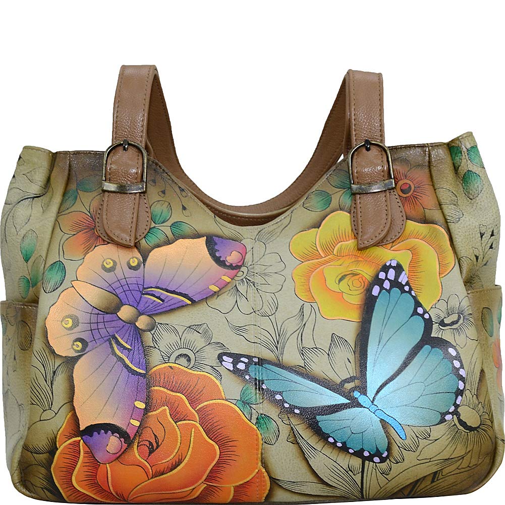 Anuschka Anna Women's Genuine Leather Shoulder Bag - Hand-Painted Floral Artwork, Stylish Crossbody Purse for Work, Travel & Everyday Use