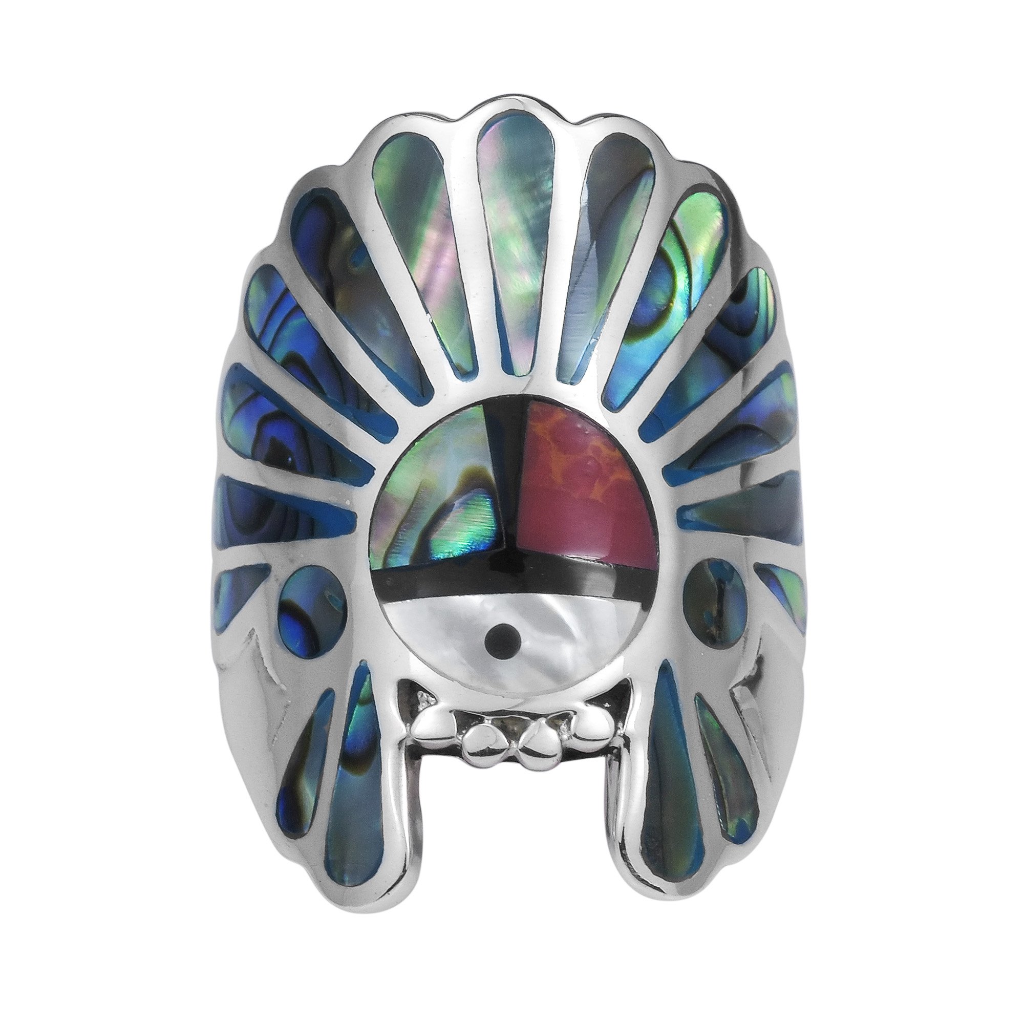 AeraVida Native American Style Abalone Shell .925 Sterling Silver Ring for Women | Handmade Tribal Jewelry | Boho Wedding, Festival & Everyday Wear