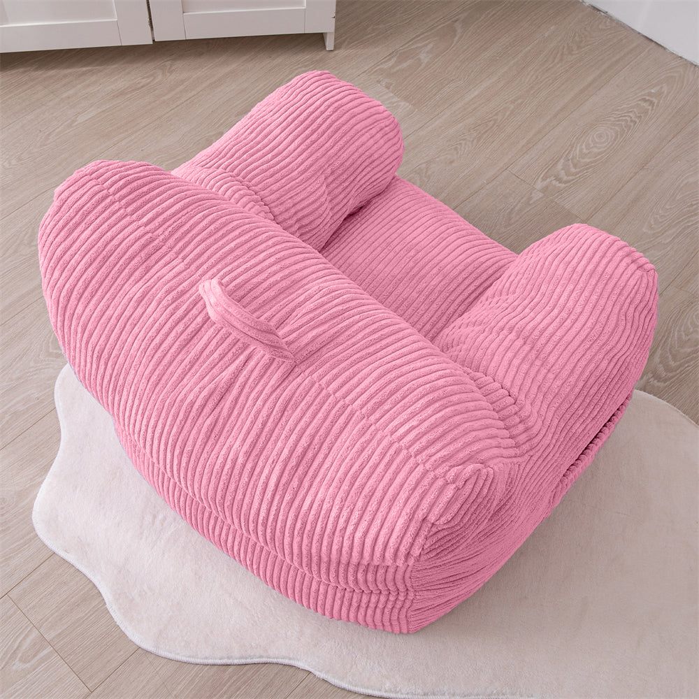 MAXYOYO Kids Bean Bag Chair - Soft Corduroy Bean Bag Couch with Armrests for Children's Room, Nursery & Playroom (Pink) - Perfect for Reading, Gaming & Relaxing