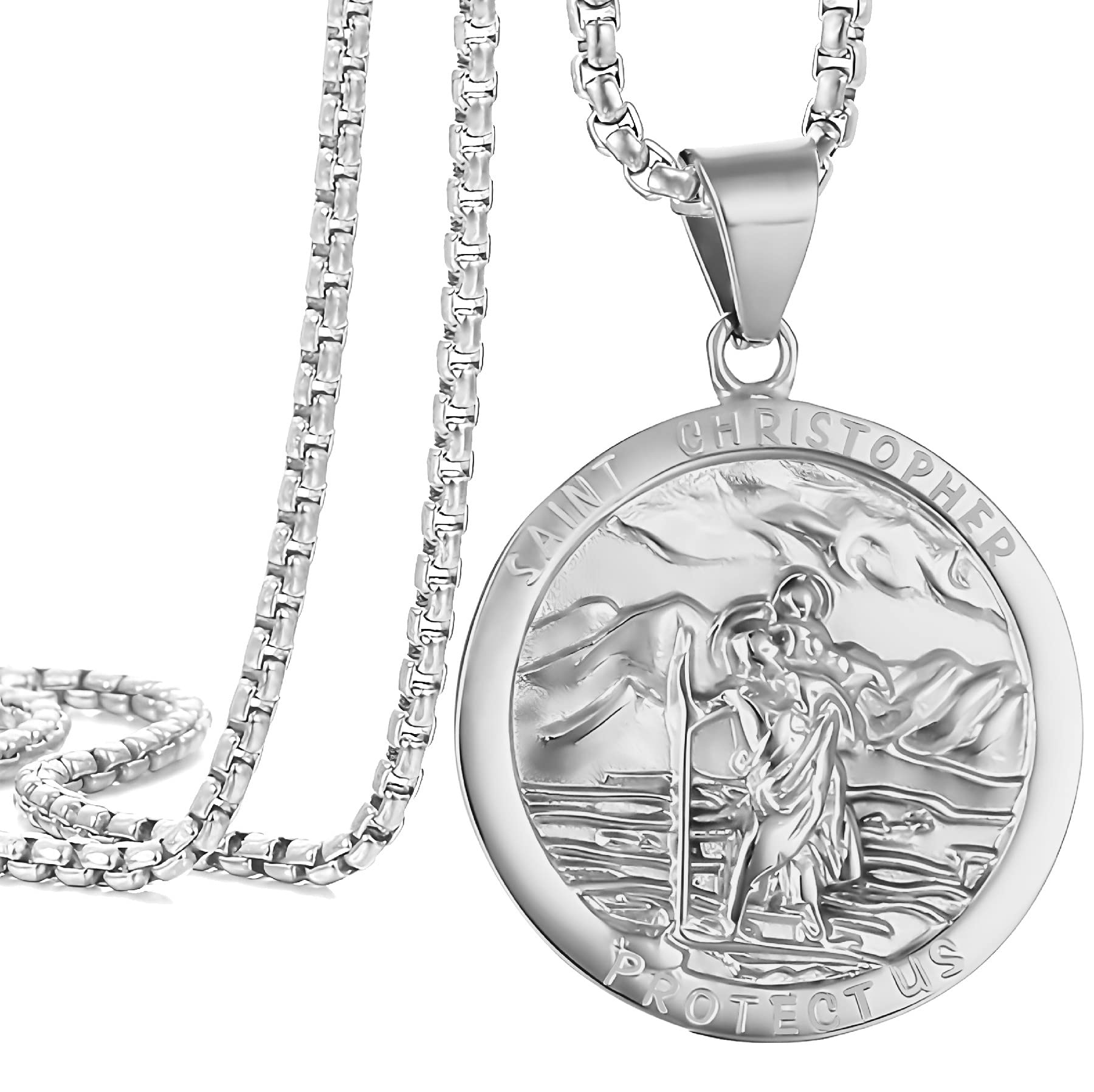 St. Christopher Pendant Necklace for Men & Women - Religious Jewelry Gift for Protection & Travel Safety