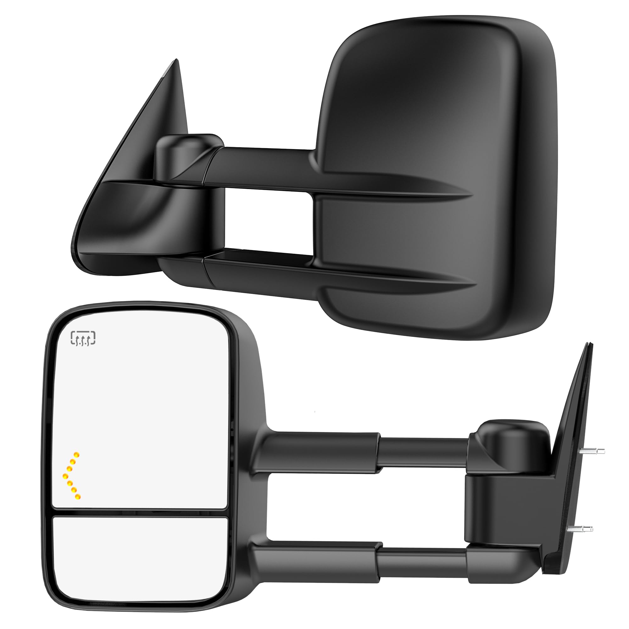 Heated Power Tow Mirrors with LED Turn Signal Lights for 2003-2007 Chevy Silverado & GMC Sierra 1500/2500/3500, Tahoe, Suburban, Avalanche, Yukon, Escalade - Perfect for Towing Trailers & Enhanced Night Visibility