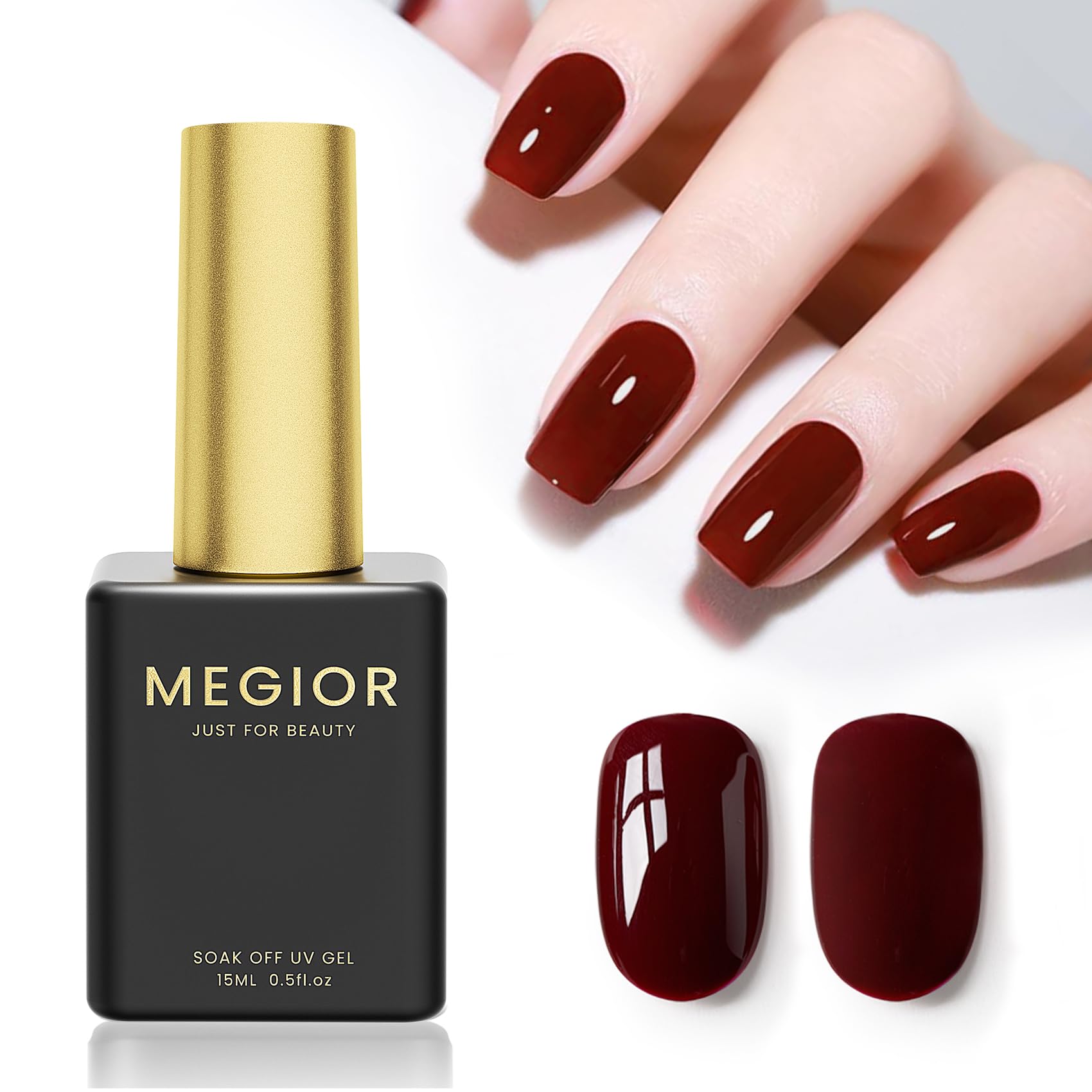 Burgundy Gel Nail Polish 15ML - Long-Lasting UV/LED Soak Off for Home Manicure & Nail Art - Perfect Women's Gift for Parties & Weddings