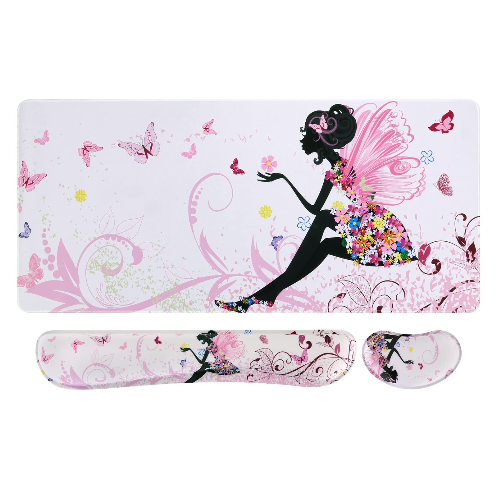 iCasso Gaming Mouse Pad Set - XXL Ergonomic Desk Mat with Wrist Rest for Pain-Free Typing & Gaming