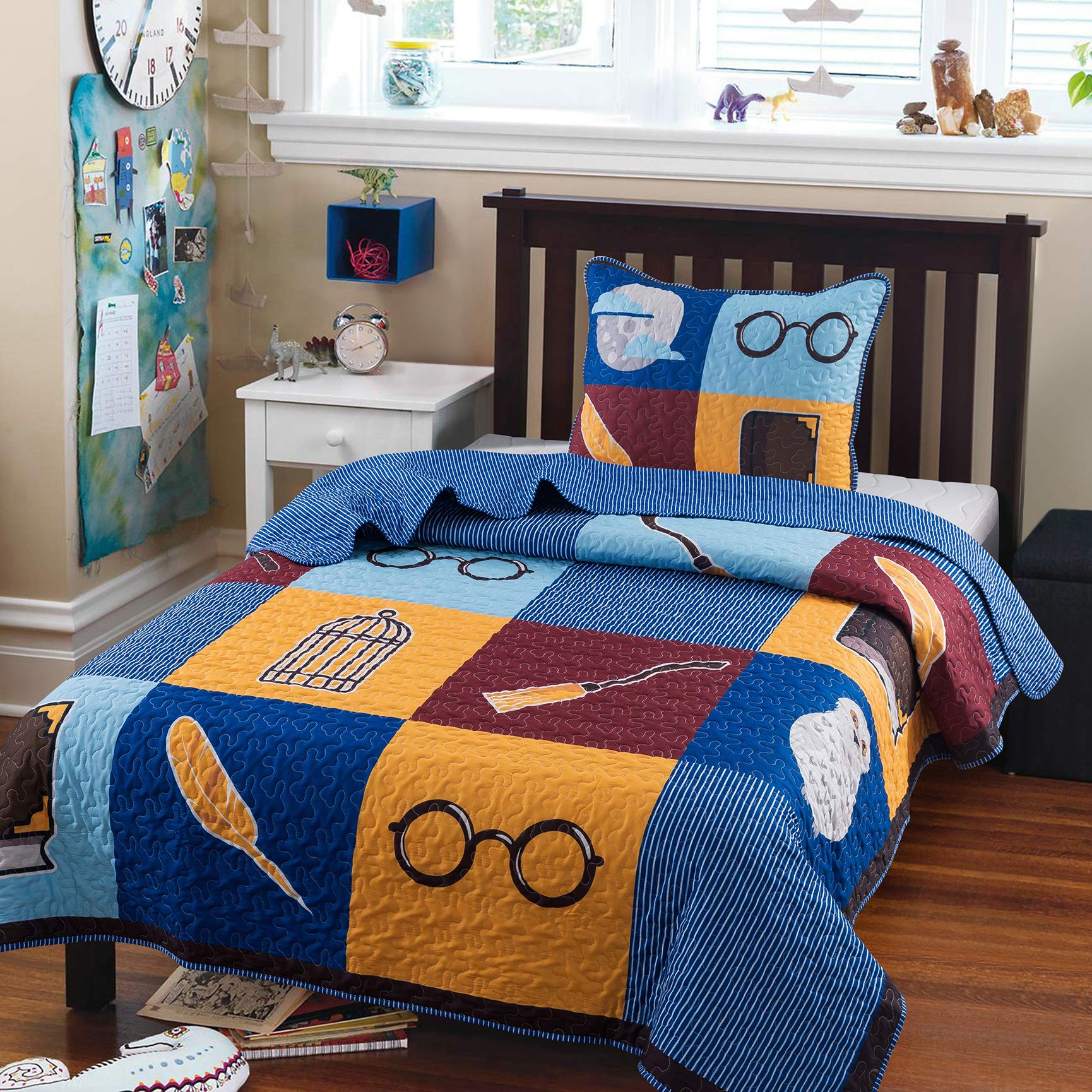 Soul & Lane Magic Touch Twin Size Quilt Set with 1 Sham - Lightweight Quilted Bedspread for Kids' Room | Soft & Cozy Bedding for Boys, Girls, Teens & Dorm Use