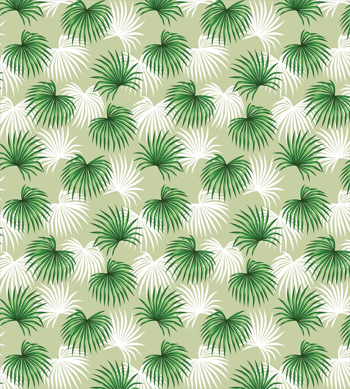 Ambesonne Tropical Leaf Duvet Cover Set - King Size 3-Piece Bedding with 2 Pillow Shams, Palm Tree Livistona Rotundifolia Island Jungle Foliage Design in Green, Pale Green & White | Perfect for Beach House, Boho Bedroom or Tropical Theme Decor