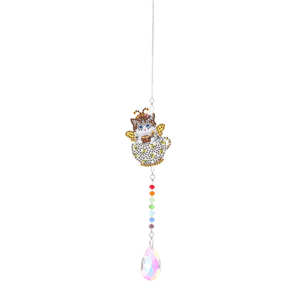 5D Diamond Painting Suncatcher Wind Chime Kit - DIY Crystal Dream Catcher with Point Drill Diamonds for Home, Bedroom & Party Decor | Rainbow Light Catcher Pendant for Windows, Gifts & Wall Art