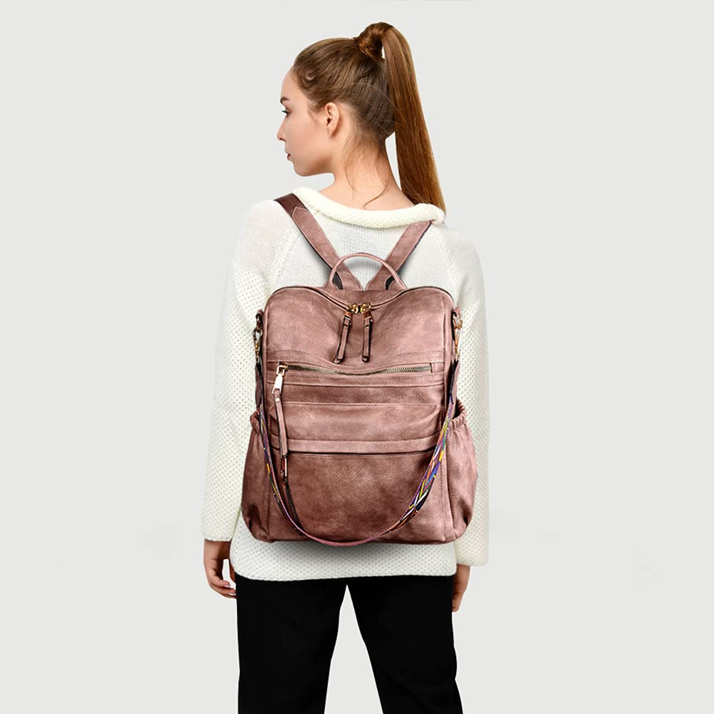 Dora & Liz Women's Leather Backpack Purse - Stylish Travel Shoulder Bag for Ladies, Fashionable Designer Handbag for Work, School & Daily Use