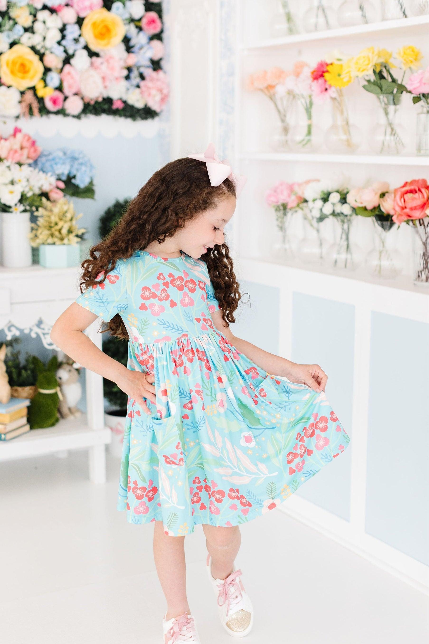 Spring Breeze Short Sleeve Pocket Twirl Dress for Women - Flowy Summer Casual Dress with Pockets for Outdoor, Beach, and Date Night