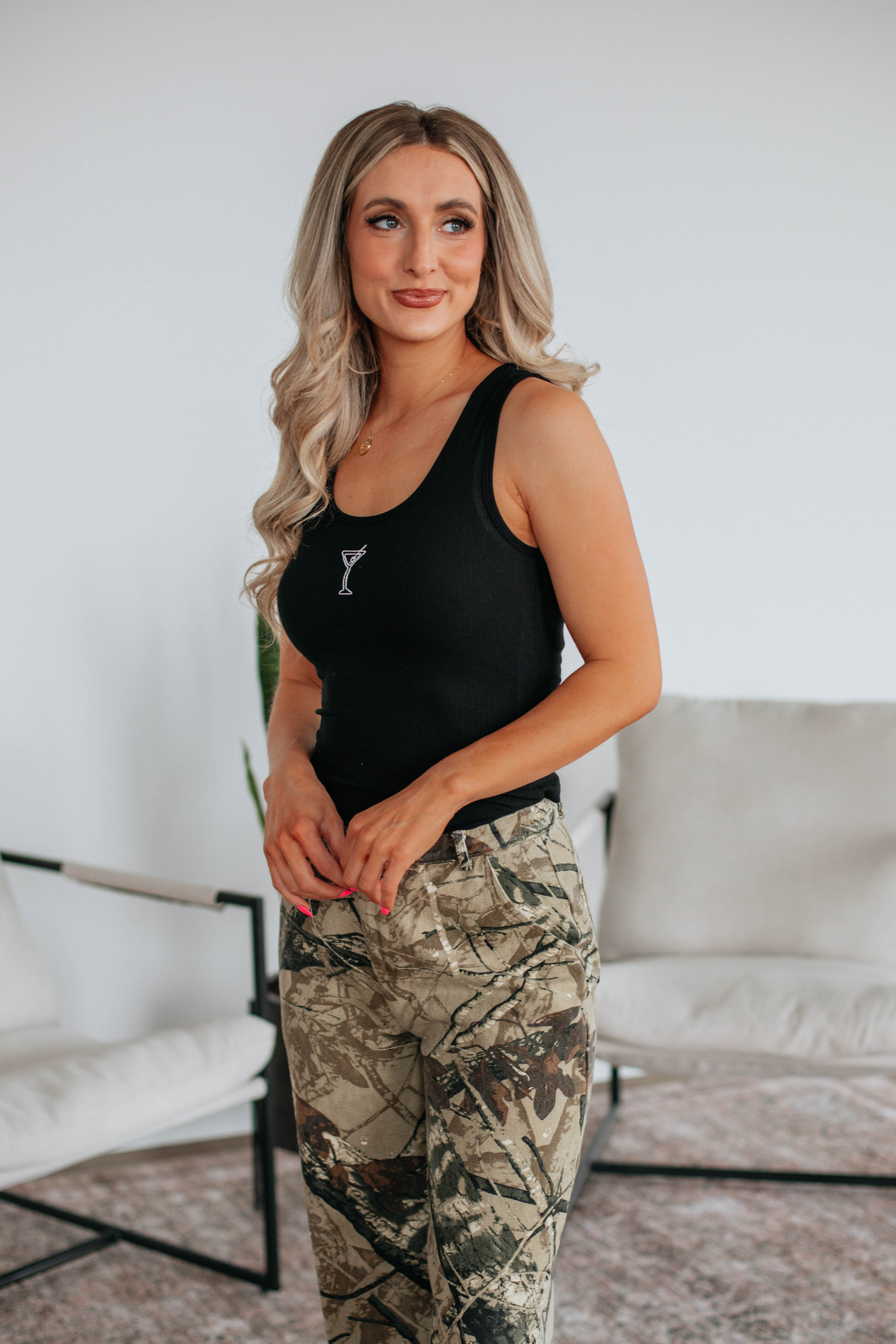 Happy Hour Tank Top for Women - Casual Sleeveless Blouse for Summer, Beach, and Party Wear