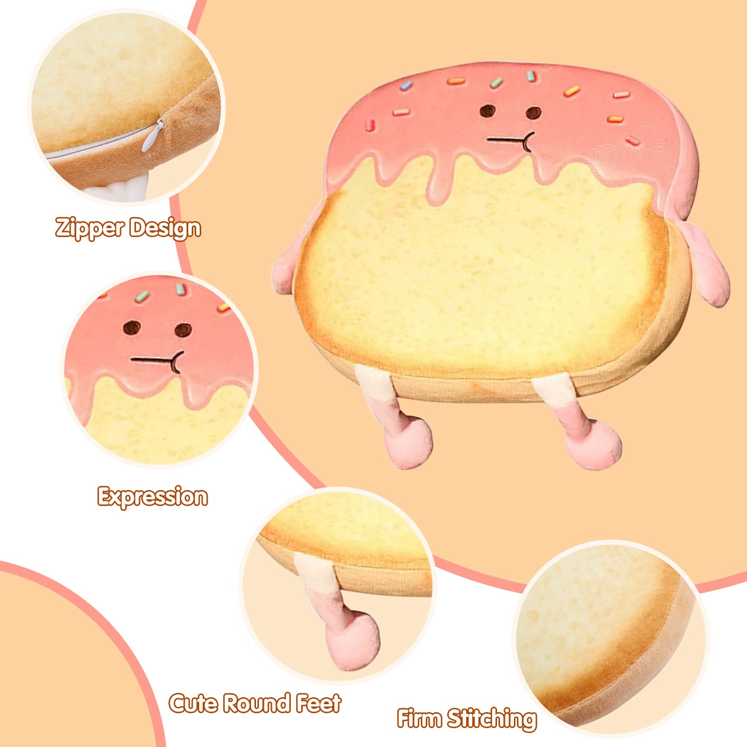 Memory Foam Seat Cushion with Removable Cover - Home & Office Comfort for Gaming Chairs, Sofas & Beds (Strawberry)