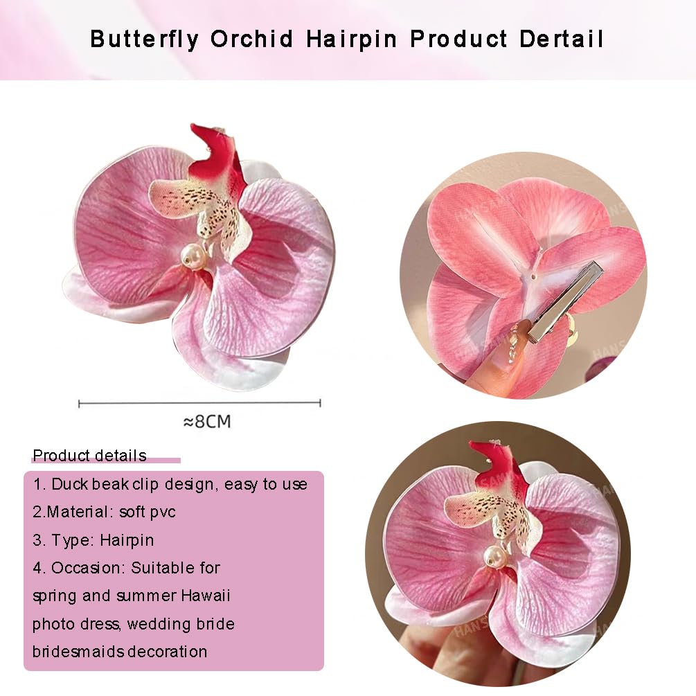 12Pcs Bohemian Flower Hair Clips - Butterfly Orchid Hair Barrettes for Women & Girls, Hawaiian Boho Bridal Headwear, Perfect for Beach Parties, Spring Photos, Weddings & Everyday Styling