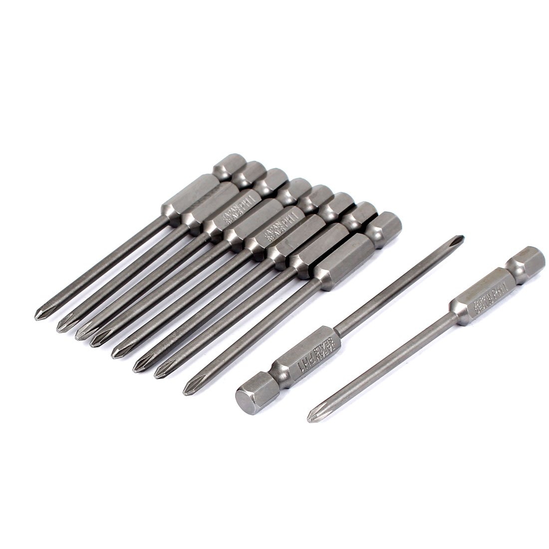 uxcell 10-Piece PH1 Phillips Screwdriver Bit Set - 75mm Hex Shank, 3mm Magnetic Tips for Power Drills & DIY Projects - Durable Screwdriver Bits for Woodworking, Furniture Assembly & Home Repairs