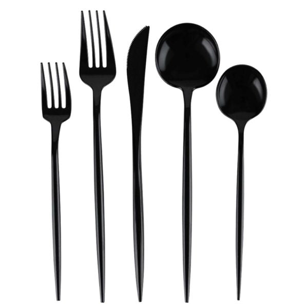 40-Piece Black Flatware Set for 8 - Modern Stainless Steel Cutlery Set with Knives, Forks & Spoons - Perfect for Dinner Parties, Restaurants & Home Dining