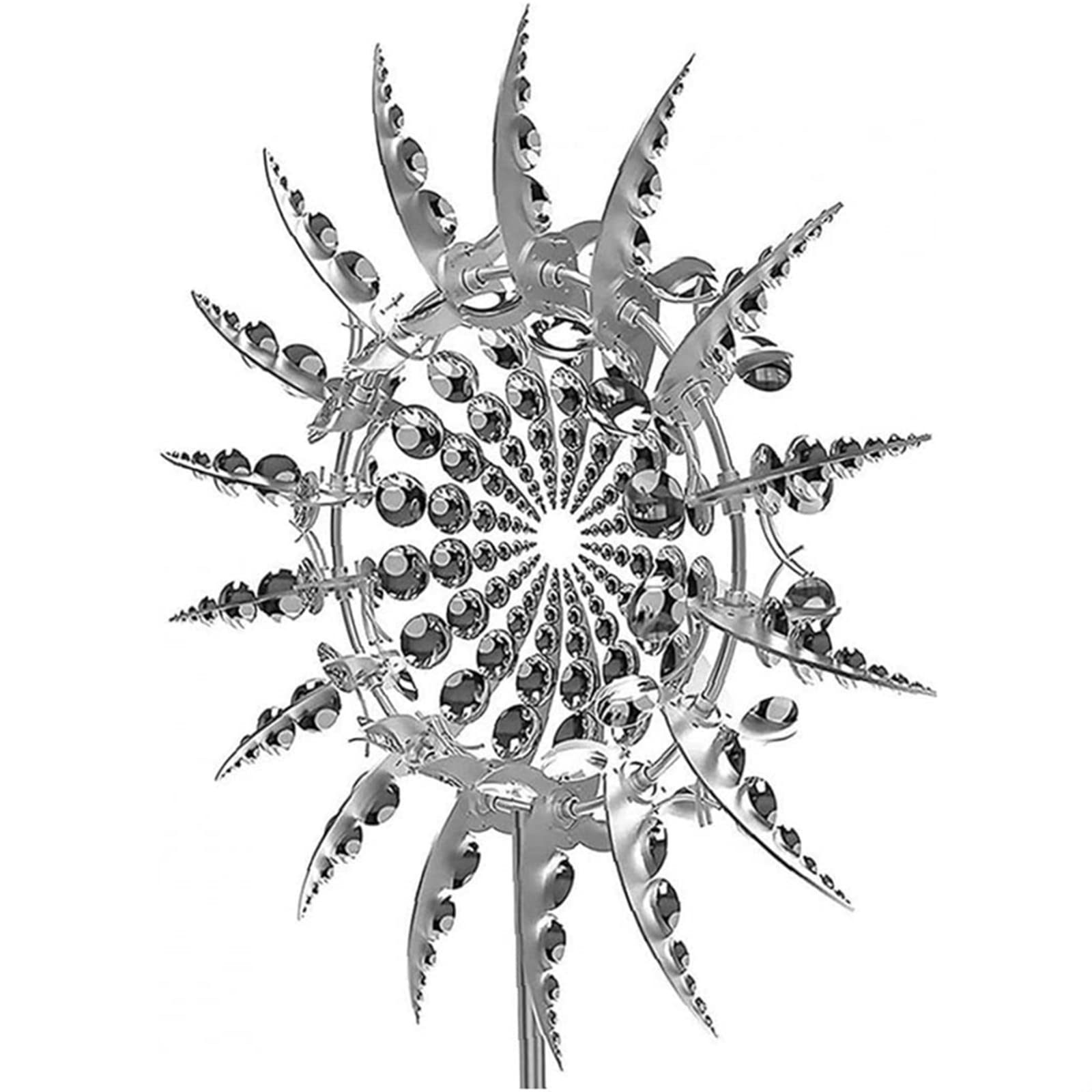 Solar-Powered Stainless Steel Wind Spinner - Metal Windmill Wind Catcher for Outdoor Patio, Lawn & Garden Decoration - Weather-Resistant Yard Ornament for Relaxing Outdoor Spaces