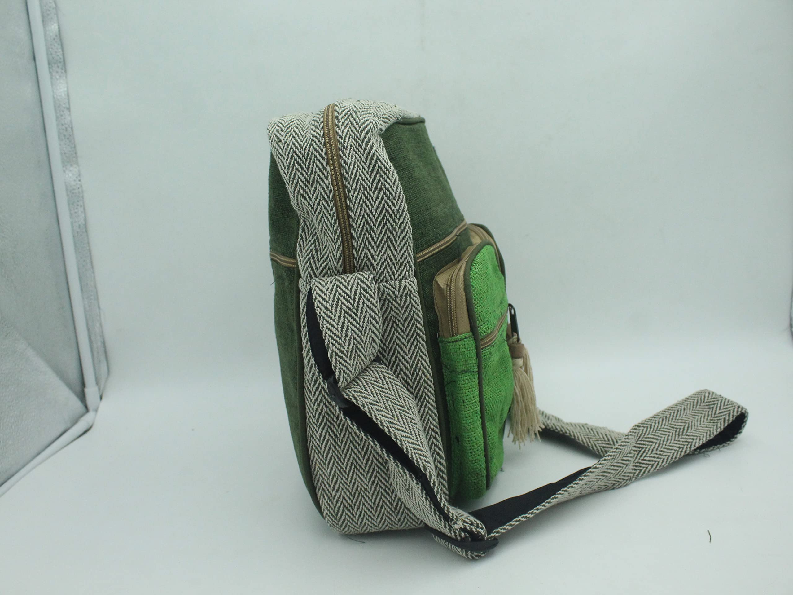 Hemp Crossbody Bag for Men & Women - Lightweight Shoulder Tote with Zipper & 8 Compartments - Adjustable Strap Messenger Bag for Travel, Work & Daily Use