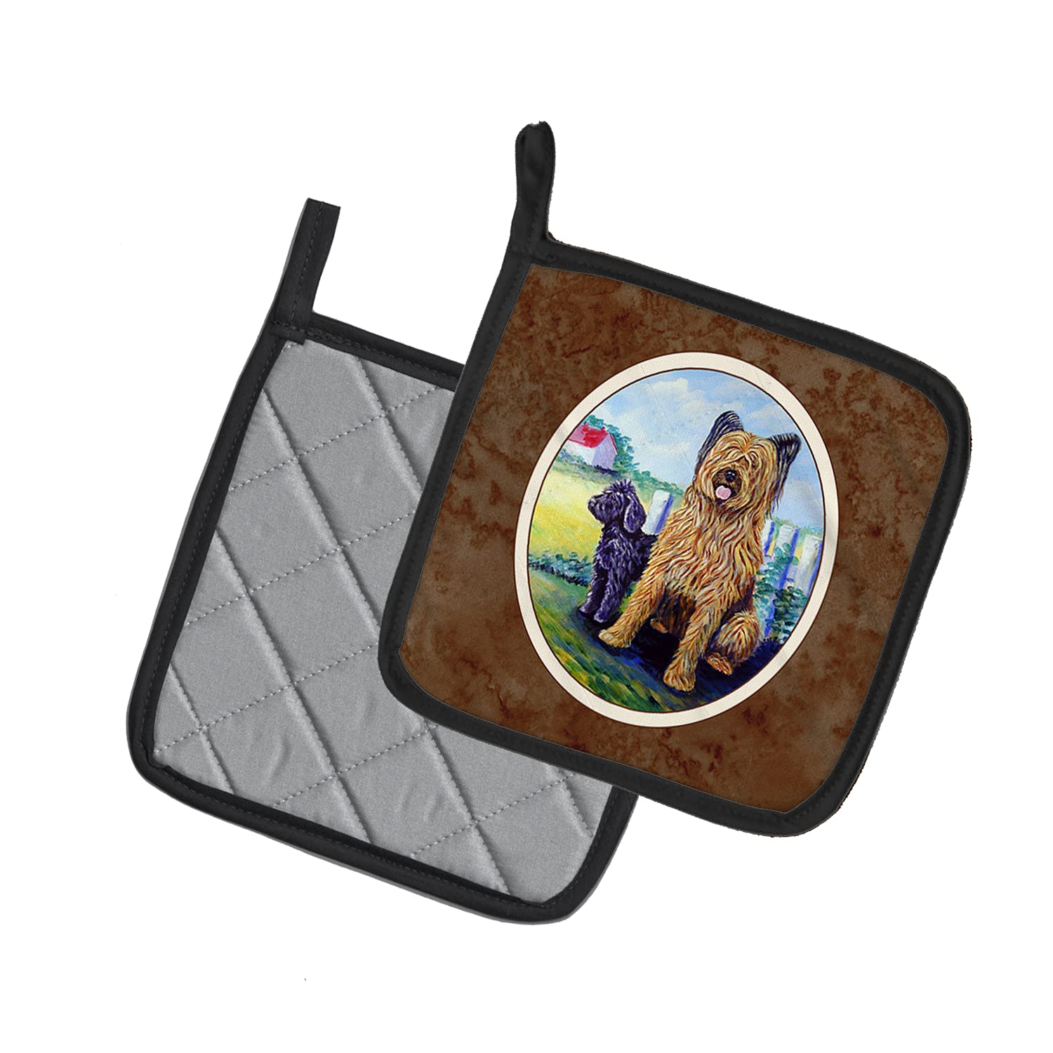 Briard Dog-Themed Heat Resistant Pot Holders Set - 7.5