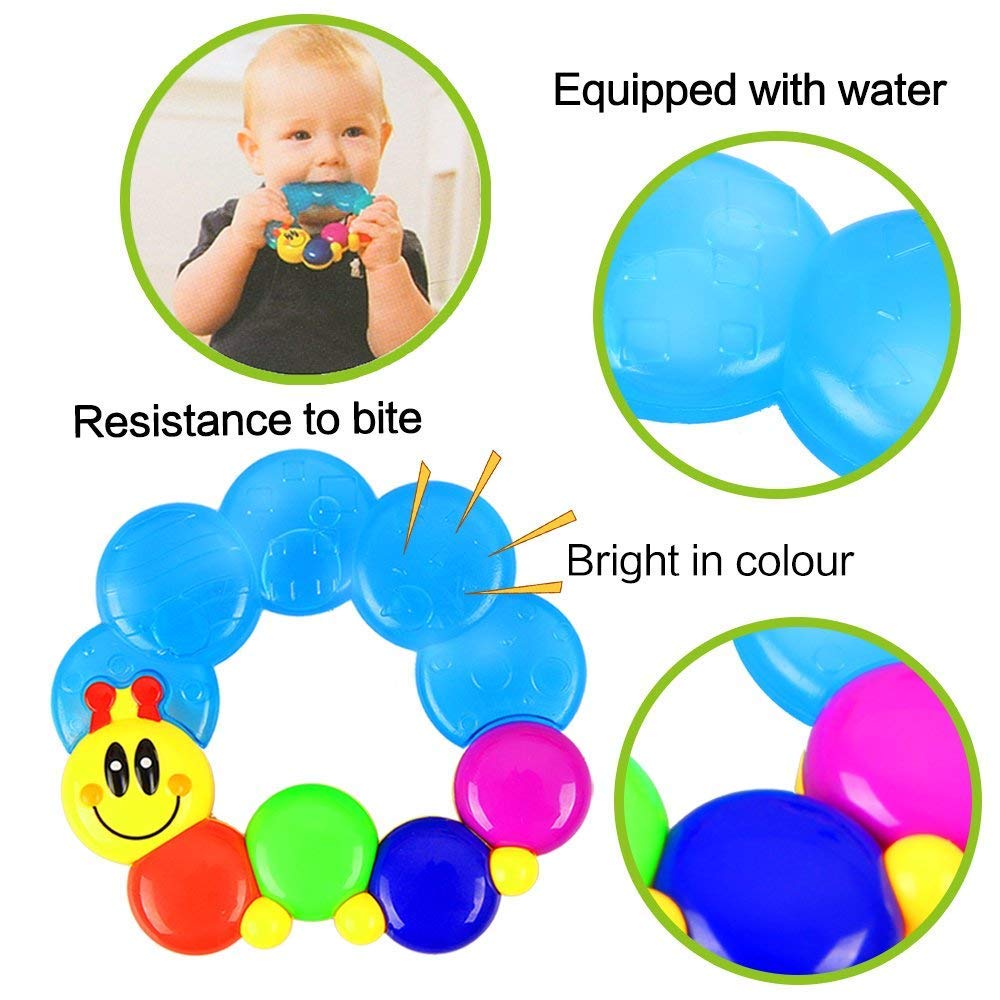 VBaby BPA Free Silicone Baby Teether Toy - Colorful Rattle & Pacifier for Infants 6+ Months | Soothing Teether for Teething Pain Relief & Sensory Play