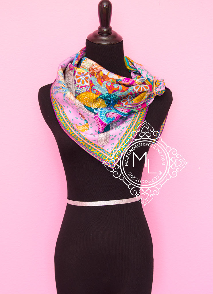 Hermes Purple Twill Silk 90cm Cavaliers Du Caucase Scarf - Luxury Fashion Accessory for Women, Perfect for Gifts & Special Occasions