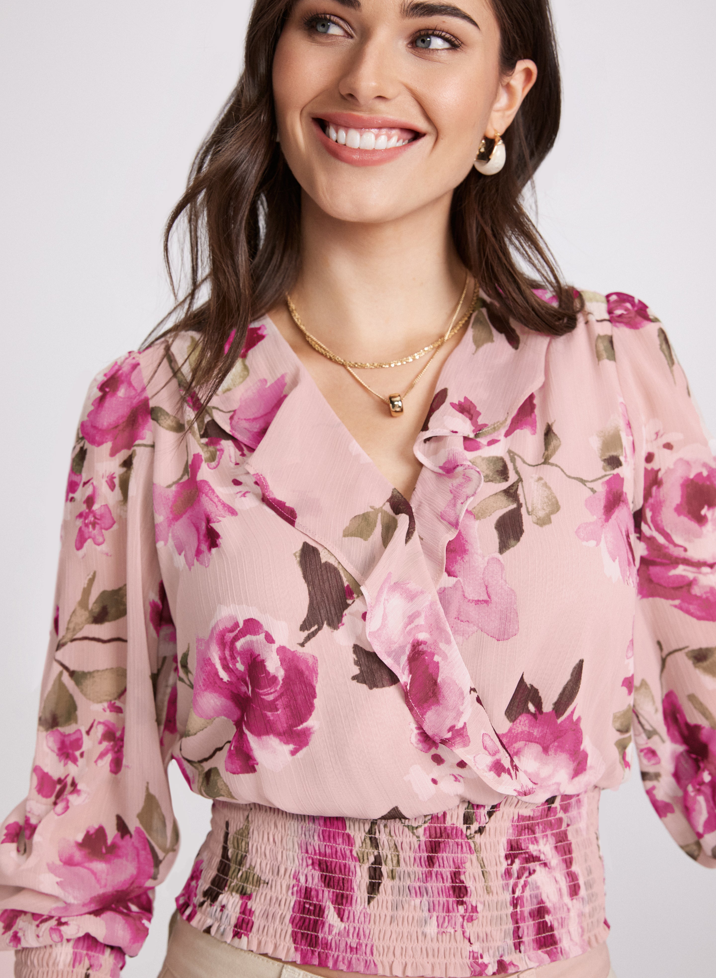 Floral Print Blouse for Women - Elegant Flowy Summer Tops - Perfect for Office, Date Night & Casual Outings