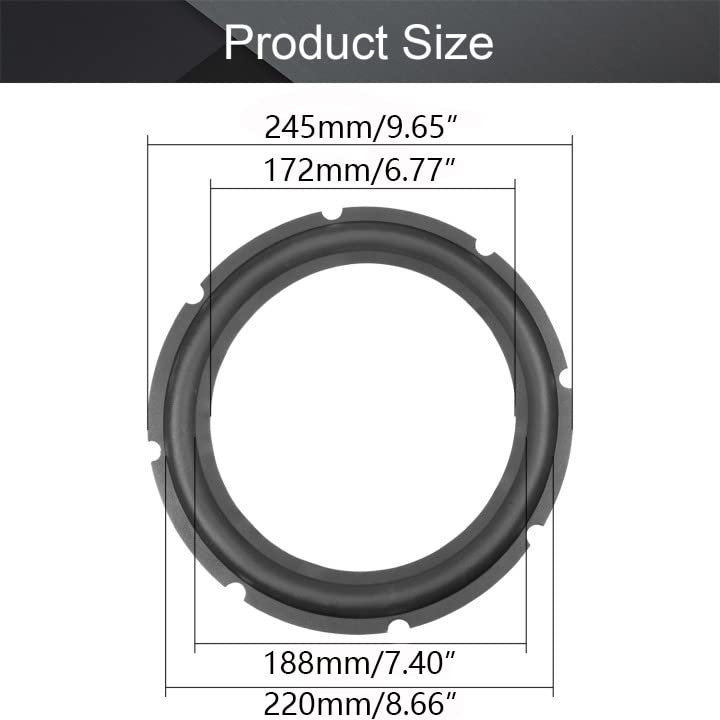 Fielect 10-Inch (245mm) Speaker Rubber Edge Surround Rings - 4 Pack Replacement Parts for Speaker Repair & DIY Projects - Perfect for Home Theater, Car Audio, and Studio Speaker Systems