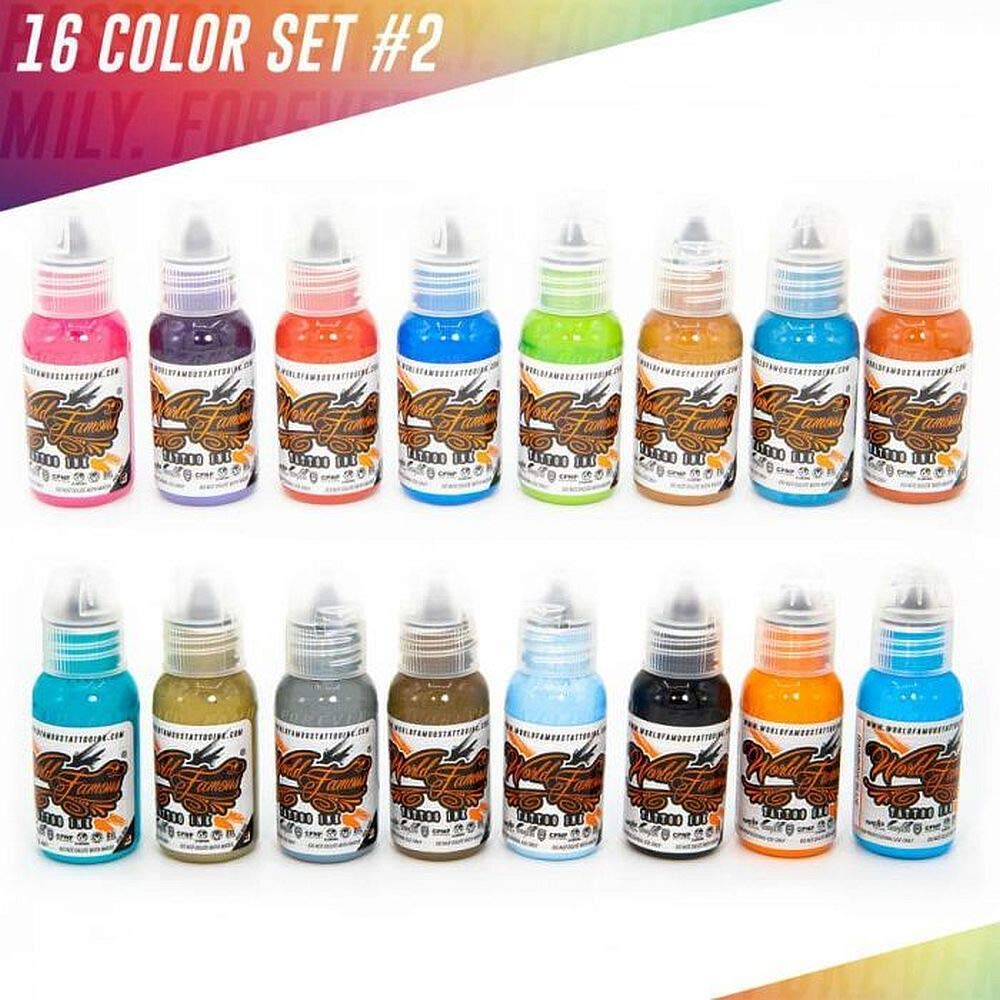 Professional Vegan Tattoo Ink Set - 16 Vibrant Colors, Made in USA, Safe & High-Quality for Artists - Perfect for Tattoo Studios, Body Art & Permanent Makeup