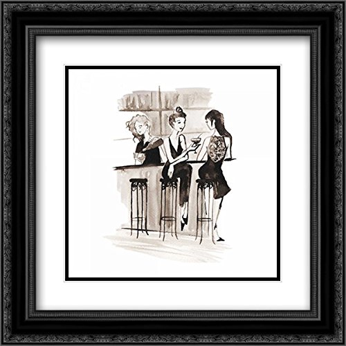 15x15 Black Ornate Framed Double Matted Museum Art Print - Entertain Illo 2 by Alicia Zyburt | Elegant Wall Decor for Living Room, Bedroom & Office
