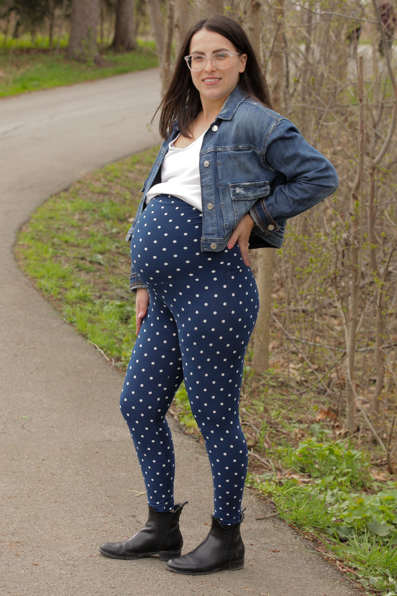 Blue Dotty Maternity Leggings - Comfortable Pregnancy Yoga Pants for Women - Perfect for Workout, Lounge & Everyday Wear