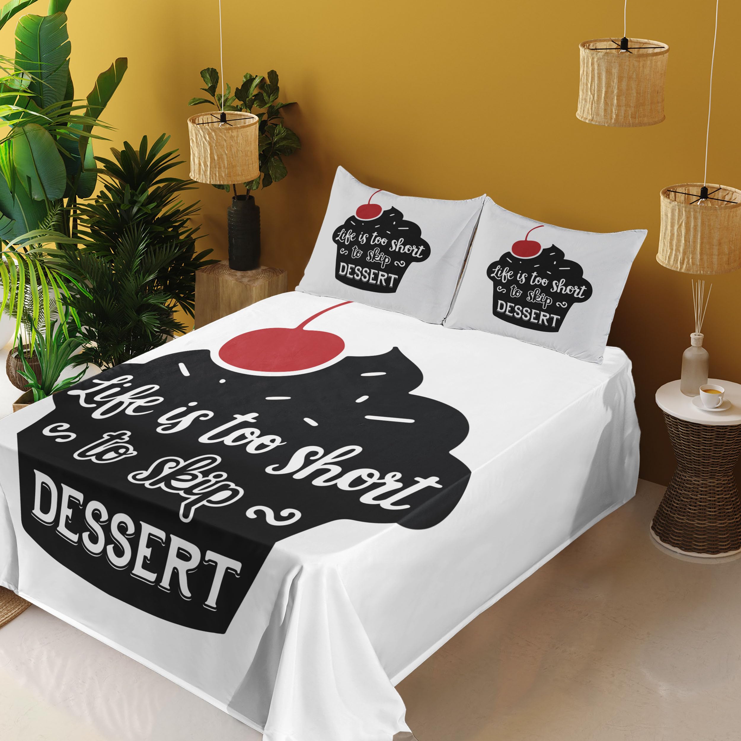 Ambesonne Dessert Themed 3-Piece Sheet Set - 