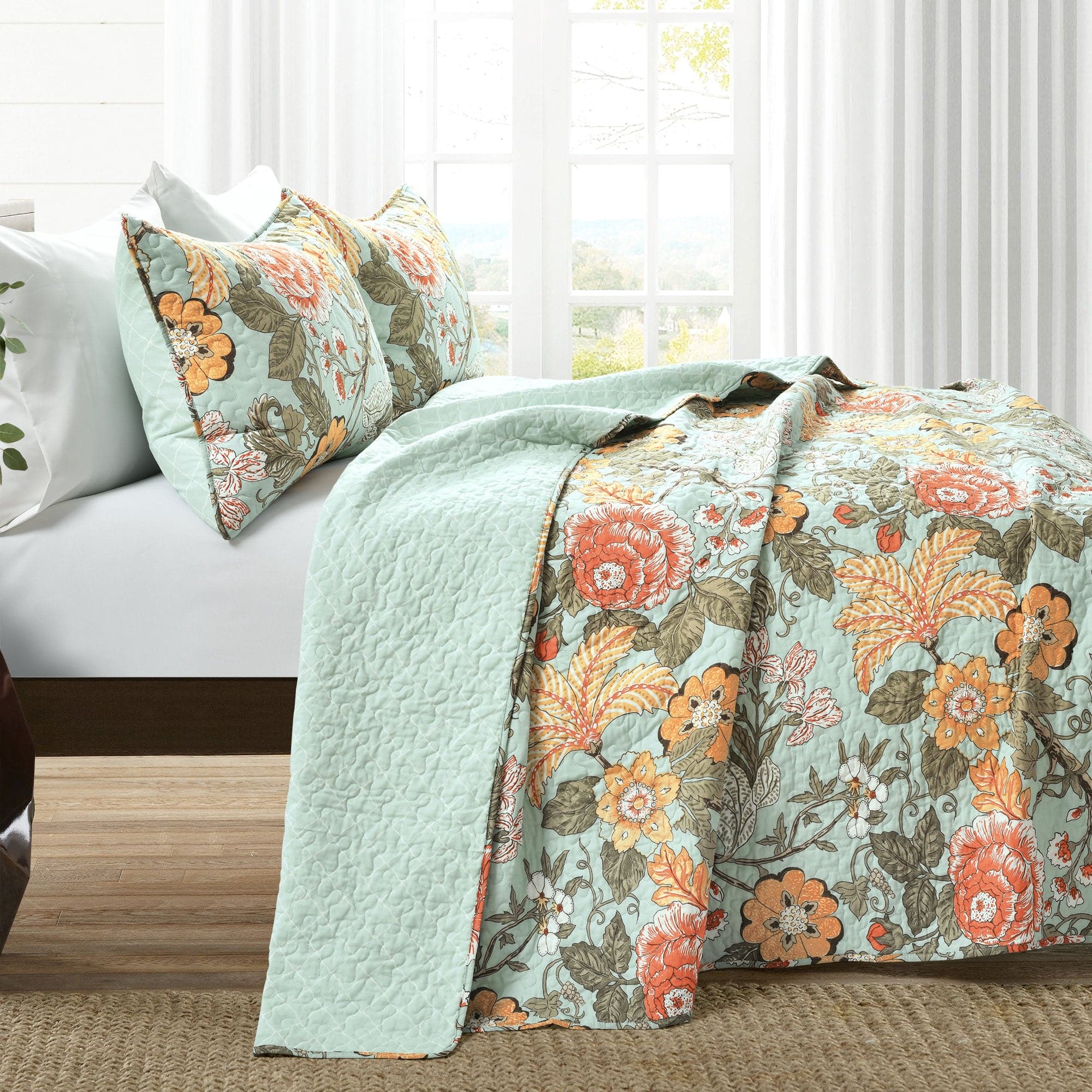Sydney 3 Piece Quilt Set - Queen Size Bedding Set with Soft Microfiber, Lightweight & Breathable - Perfect for All Seasons, Home Decor & Guest Room