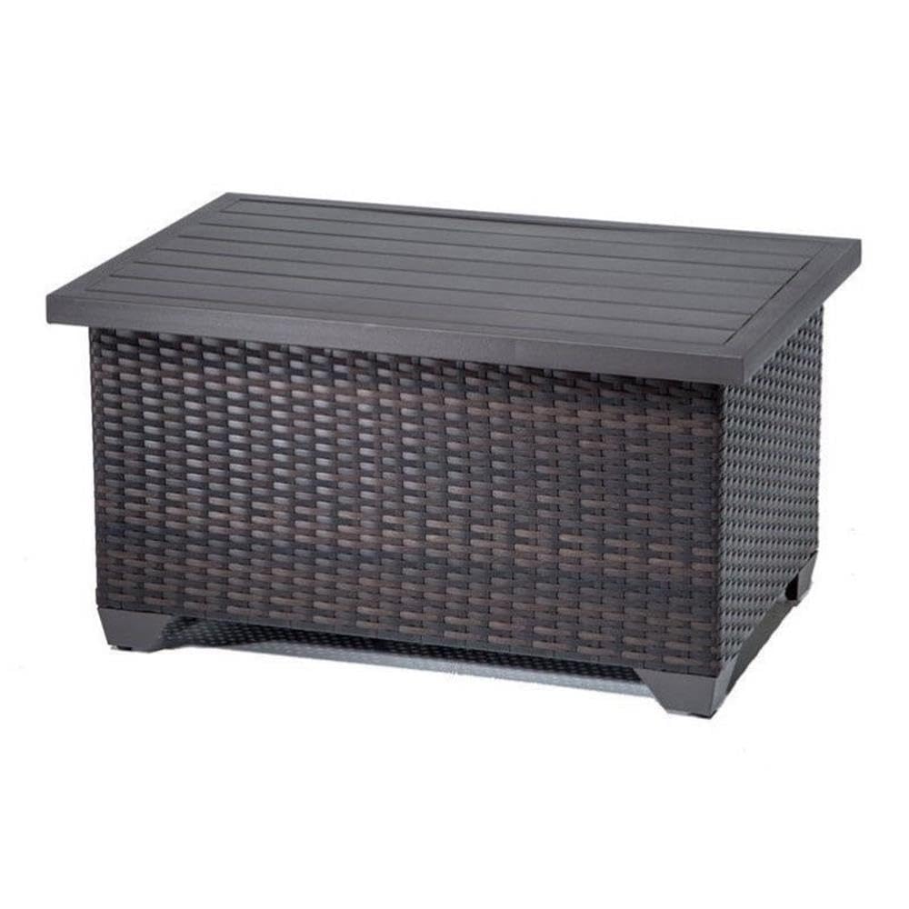 BOWERY HILL Espresso Brown Outdoor Wicker Coffee Table - Weather-Resistant Patio Furniture for Garden, Poolside & Backyard Decor