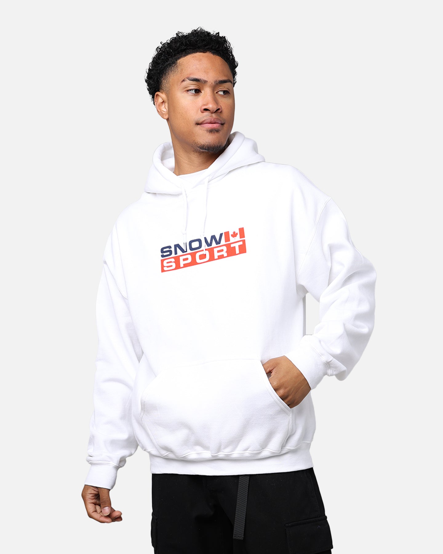 American Thrift Snow Sport Hoodie White - Warm Winter Pullover for Skiing, Snowboarding & Outdoor Activities
