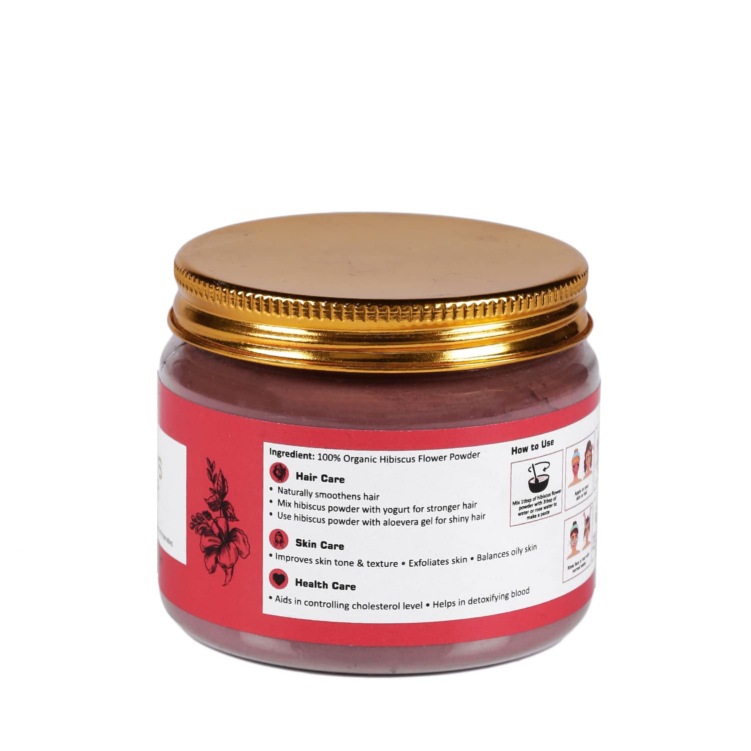 100% Organic Hibiscus Flower Powder for Skin & Hair Care - Pure & Natural Face Cleanser & Hair Treatment for Men & Women (100g) - Perfect for DIY Beauty Masks, Scrubs & Natural Hair Growth Solutions