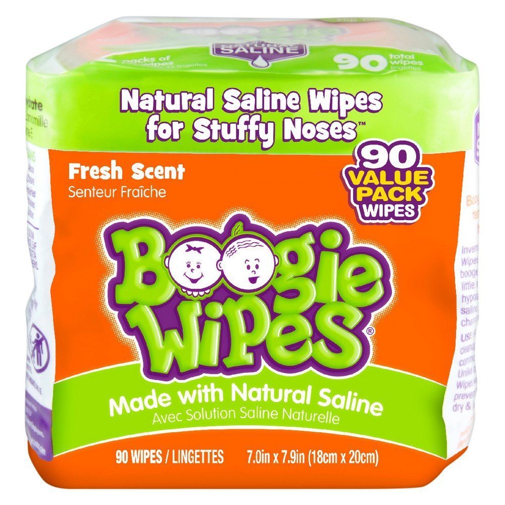 Boogie Wipes Gentle Saline Nose Wipes for Kids & Adults - 90 Count (Pack of 8) | Hypoallergenic, Alcohol-Free & Soothing | Perfect for Colds, Allergies & Daily Nasal Care