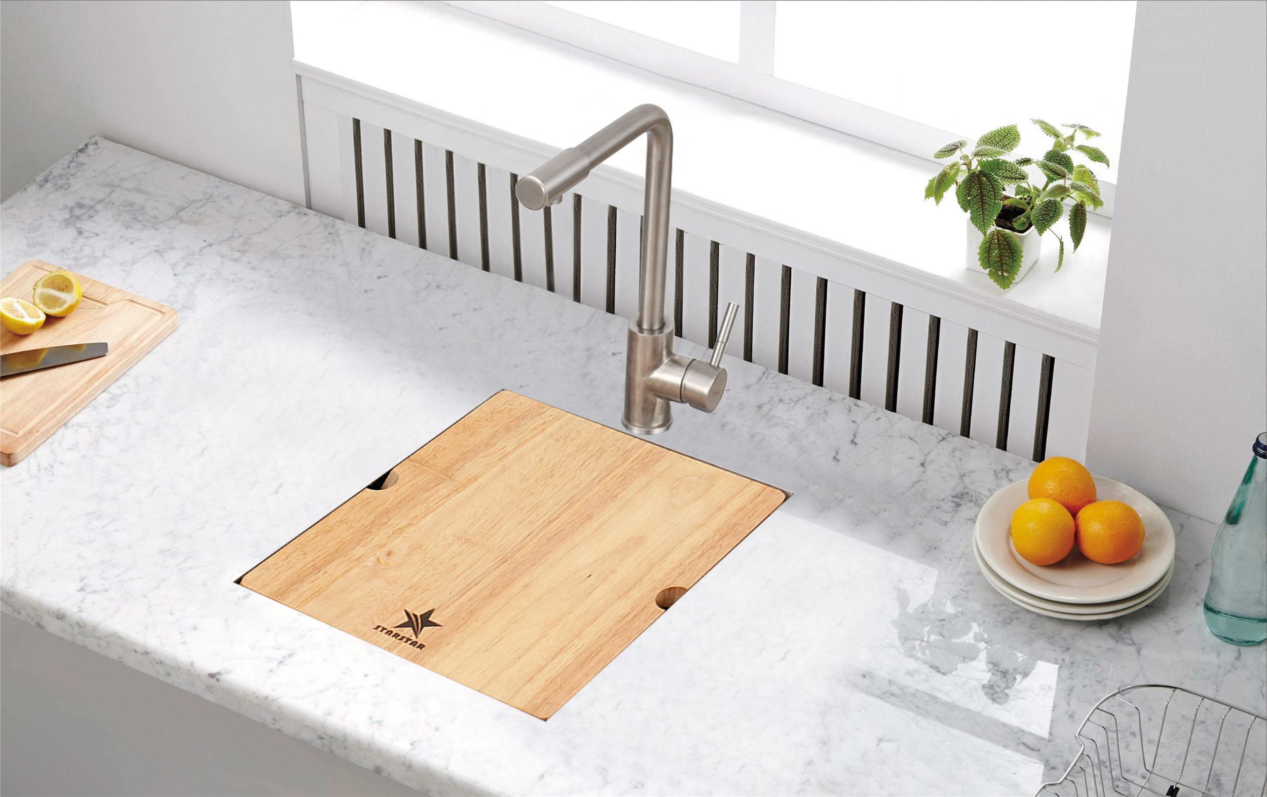 Premium 304 Stainless Steel Undermount Single Bowl Sink for Kitchen, Bar, Laundry & Office - Includes Grid, Cutting Board & Strainer Basket (15