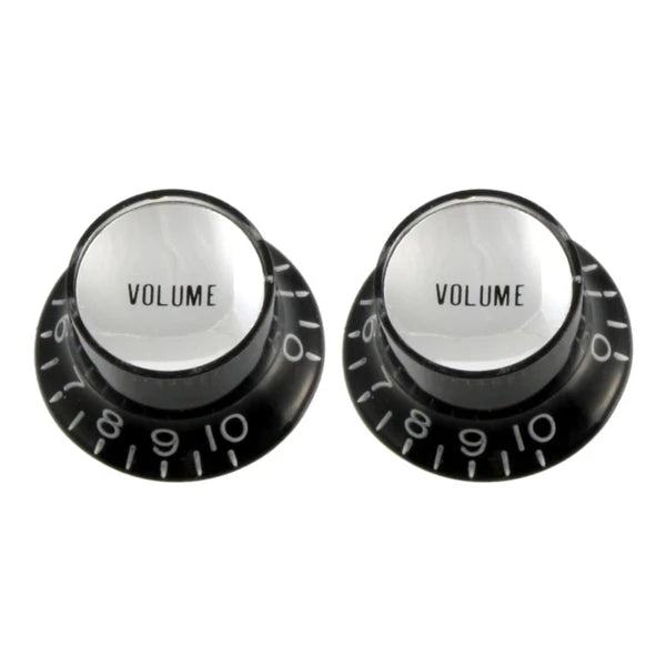 Allparts PK 0184 Volume Reflector Knobs - Set of 2, Black with Silver Finish | Replacement Guitar Knobs for Electric Guitars & Amps | Perfect for Musicians & DIY Guitar Mods