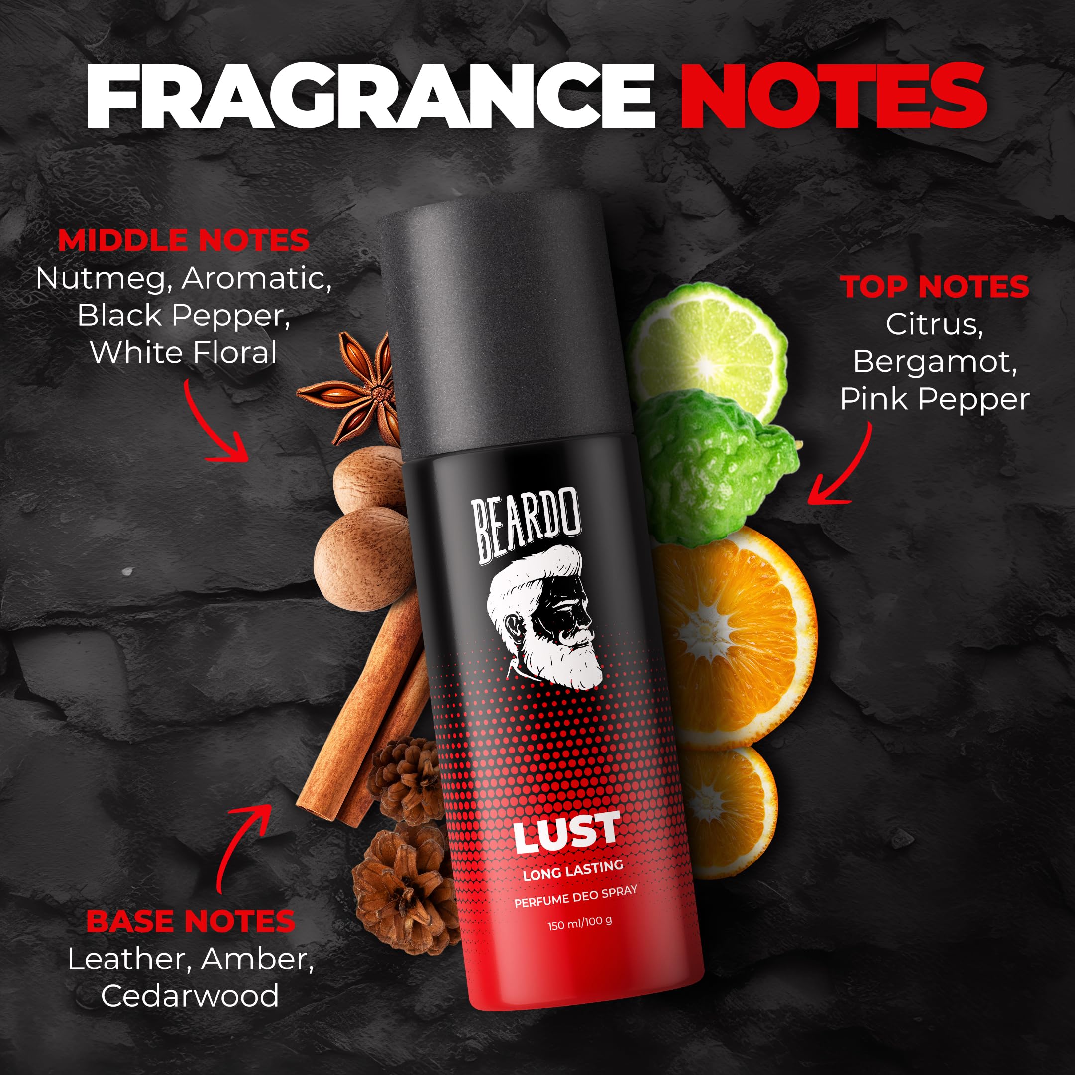 Beardo Power, Lust & Glory Perfume Body Spray Set (3-Pack) | Long-Lasting Fougere & Aromatic Deodorant for Men | Perfect Christmas Gift for Him, Boyfriend & Friends | Great for Work, Date Night & Special Occasions