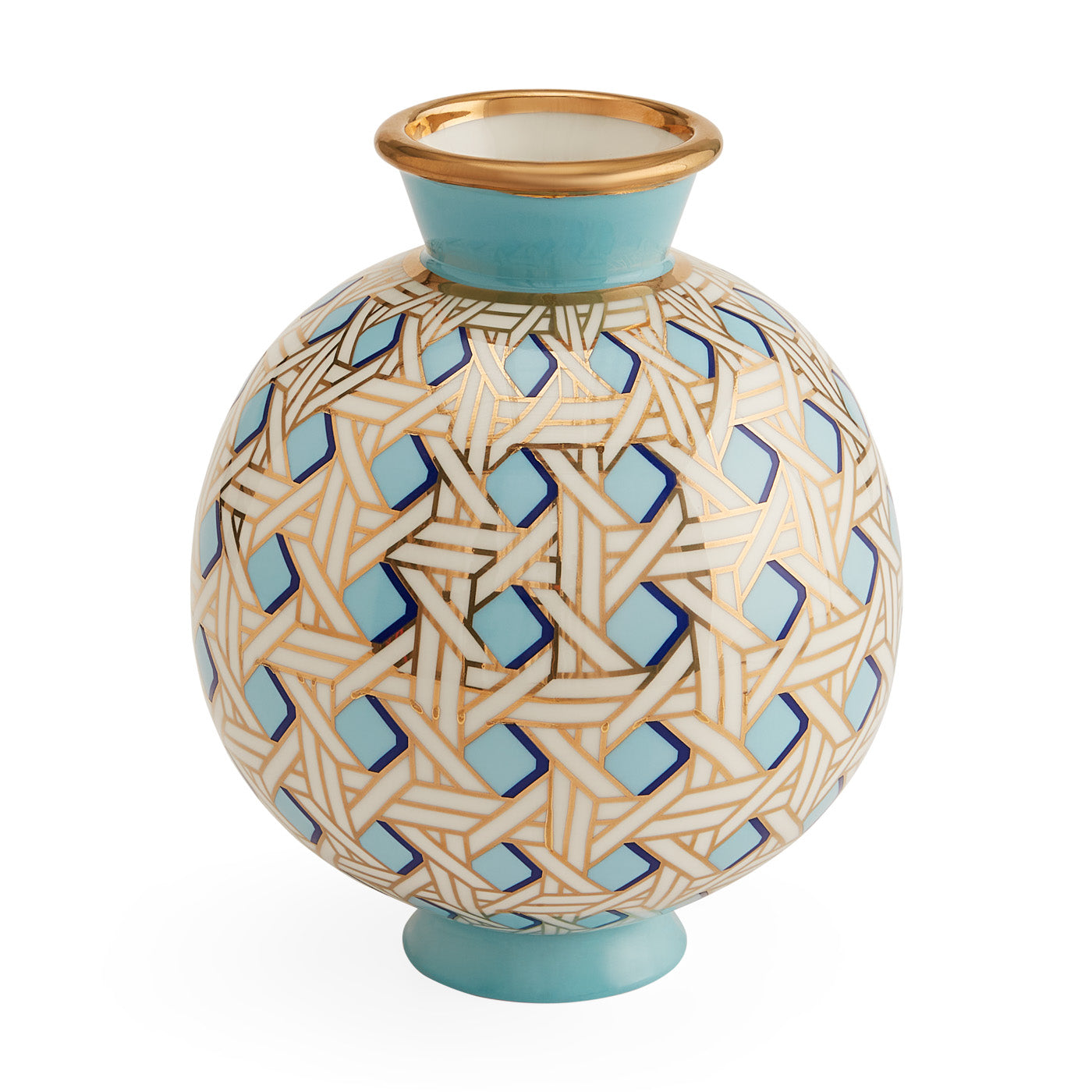 Basketweave Round Vase - Handmade Ceramic Home Decor for Centerpieces, Wedding, Dining Table & Living Room Decorations