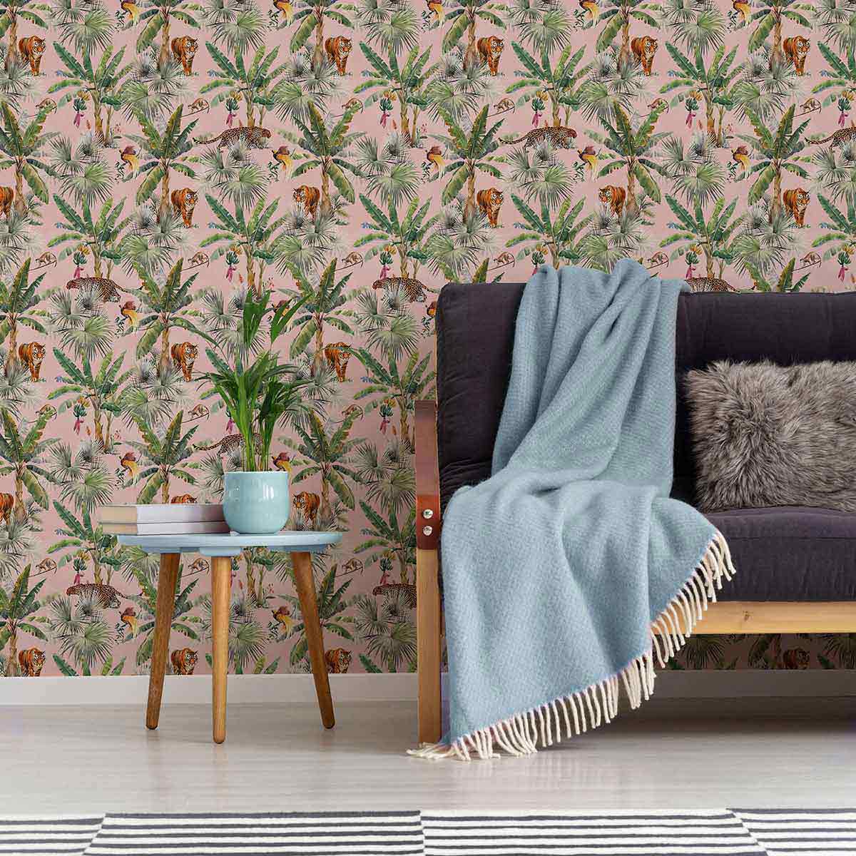 Pink Jungle Peel and Stick Removable Wallpaper - Self-Adhesive Floral Wall Decal for Bedroom, Nursery & Home Decor - Easy to Apply & Remove