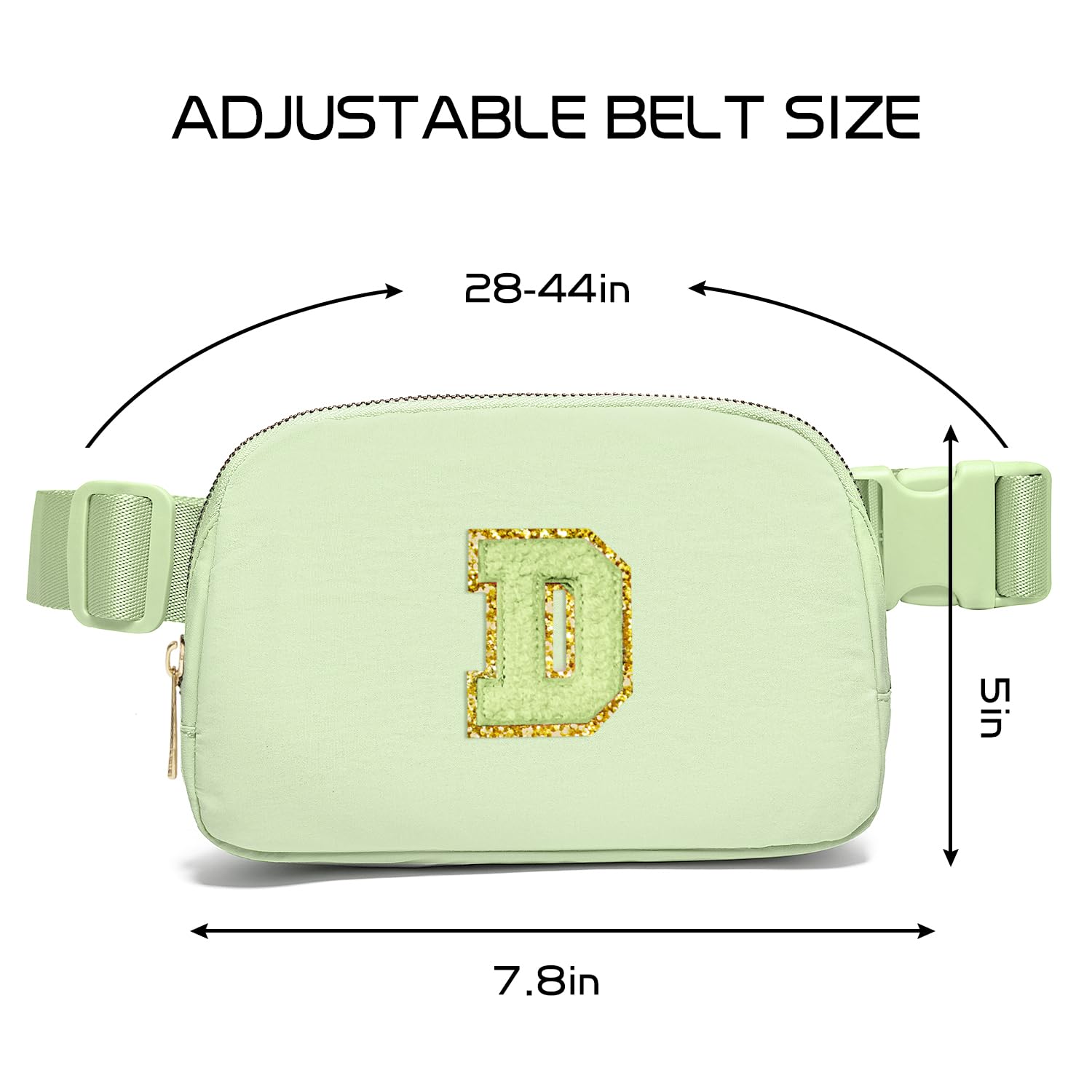 Personalized Initial Letter Fanny Pack for Girls - Cute Crossbody Belt Bag for 8-12 Year Olds | Trendy Light Green Gift for Teen Girls & Women | Perfect for School, Travel & Birthday Presents