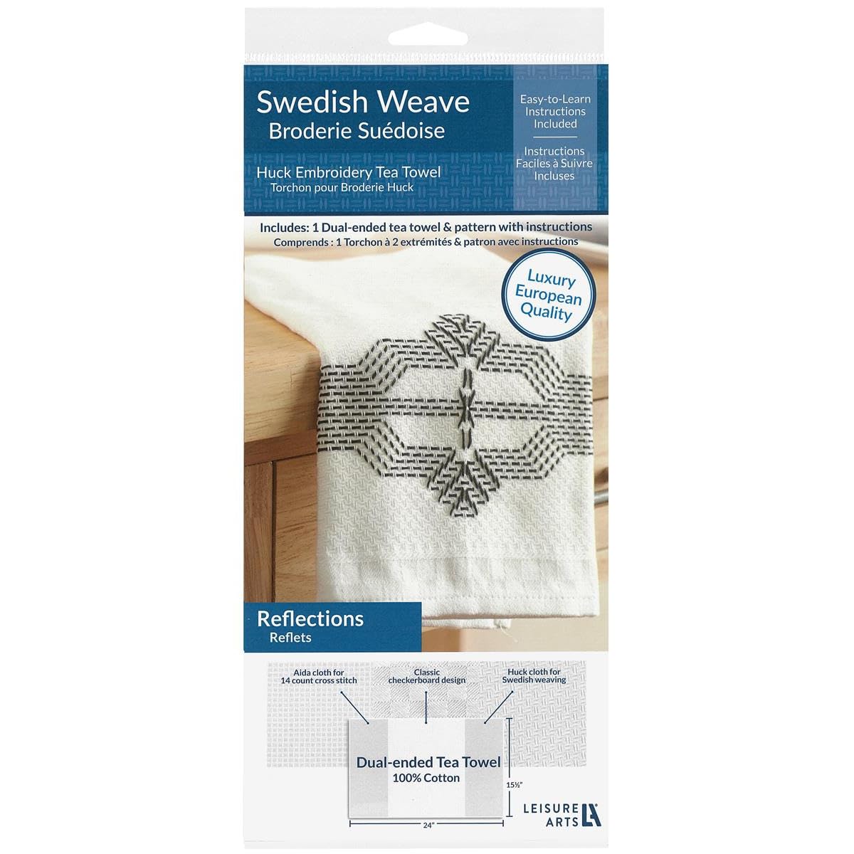 Swedish Weave Towel Kit - Reflections Black | Traditional Huck Weaving Patterns & Fabric for DIY Handmade Towels | Perfect for Home Decor, Gift Giving & Craft Projects