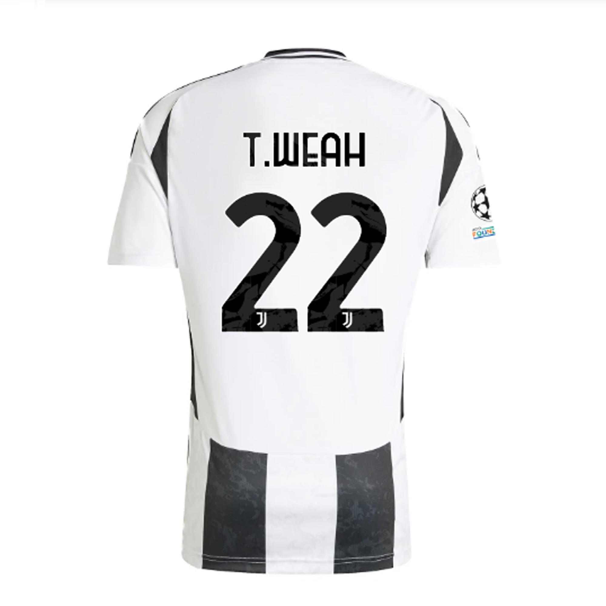 Adidas Juventus Authentic Tim Weah Home Jersey 2024/25 - White/Black with Champions League & Copa Italia Patches | Official Soccer Jersey for Fans & Players | Perfect for Matchdays, Training & Collecting