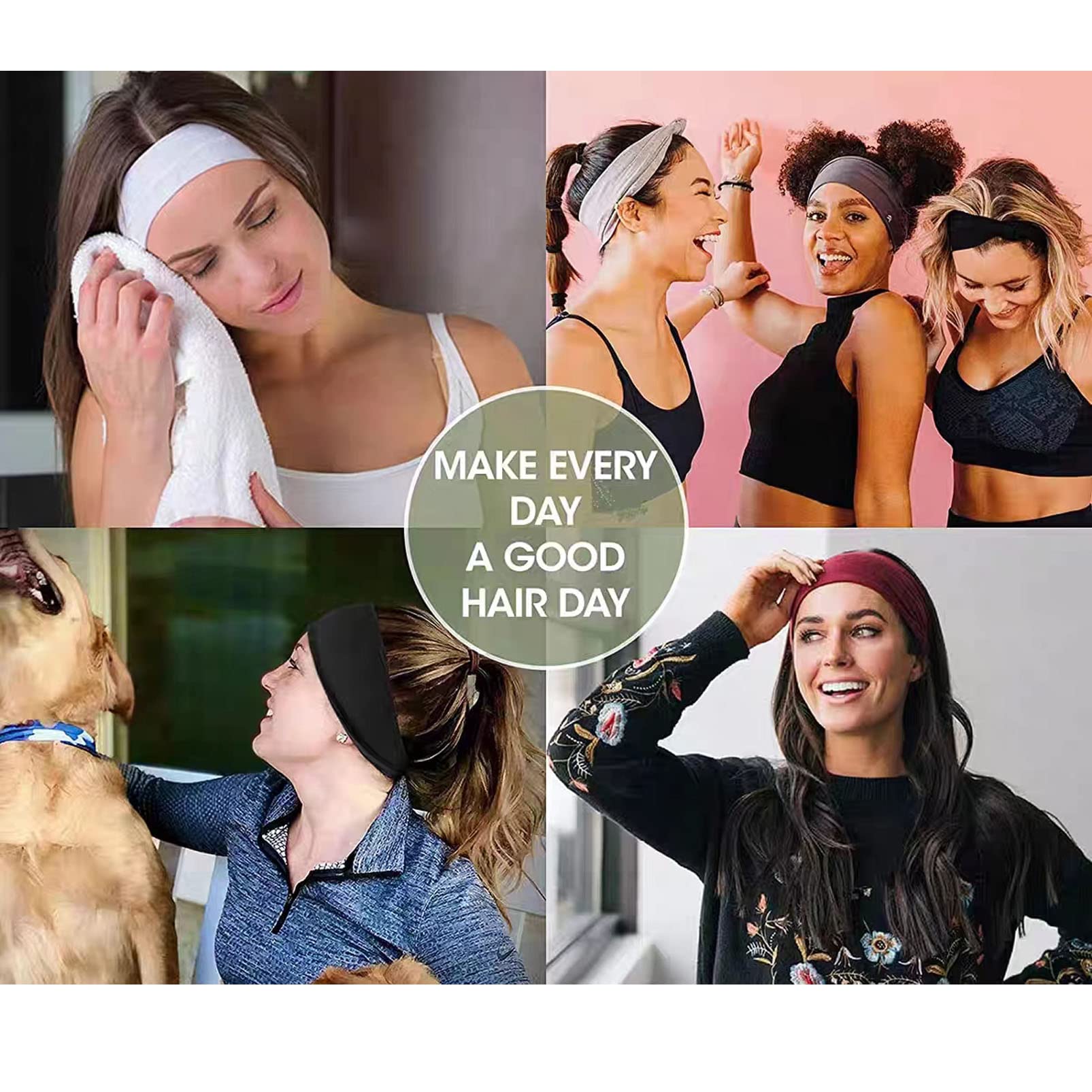 Super Soft Women's Headbands - Non-Slip Yoga & Running Sweatband, Thick Elastic Sports Hair Bands for Workouts, Gym, Tennis & Daily Fashion Wear
